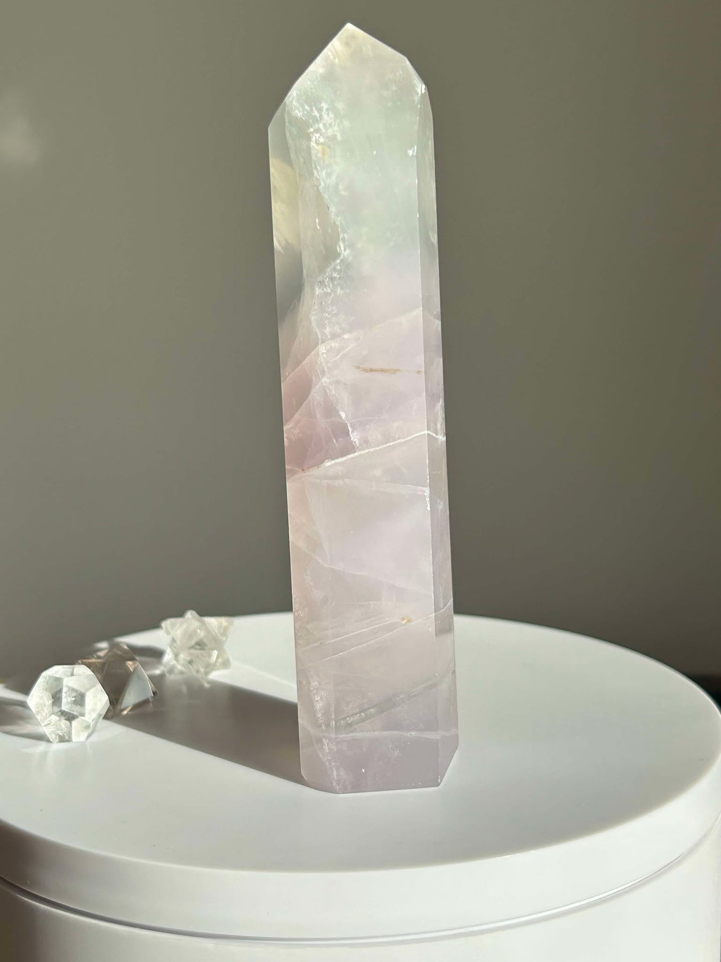 Dreamy Velvet Lilac Brazilian Fluorite, enhances connection with the third eye, intuition, and manifestation of dreams.