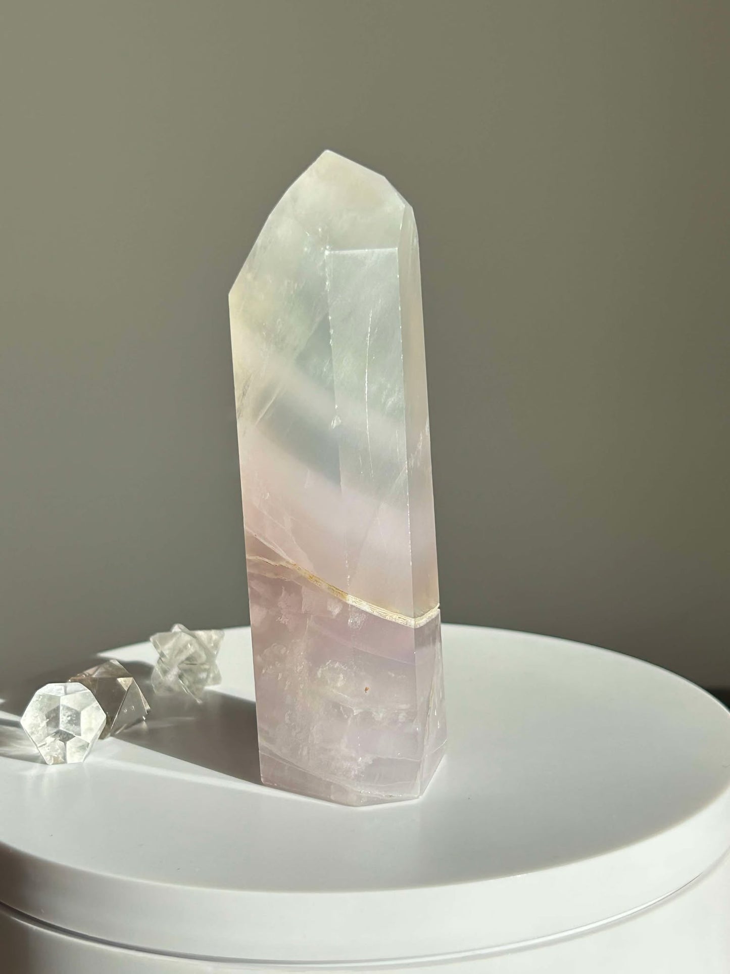 Dreamy Velvet Lilac Brazilian Fluorite, enhances connection with the third eye, intuition, and manifestation of dreams.
