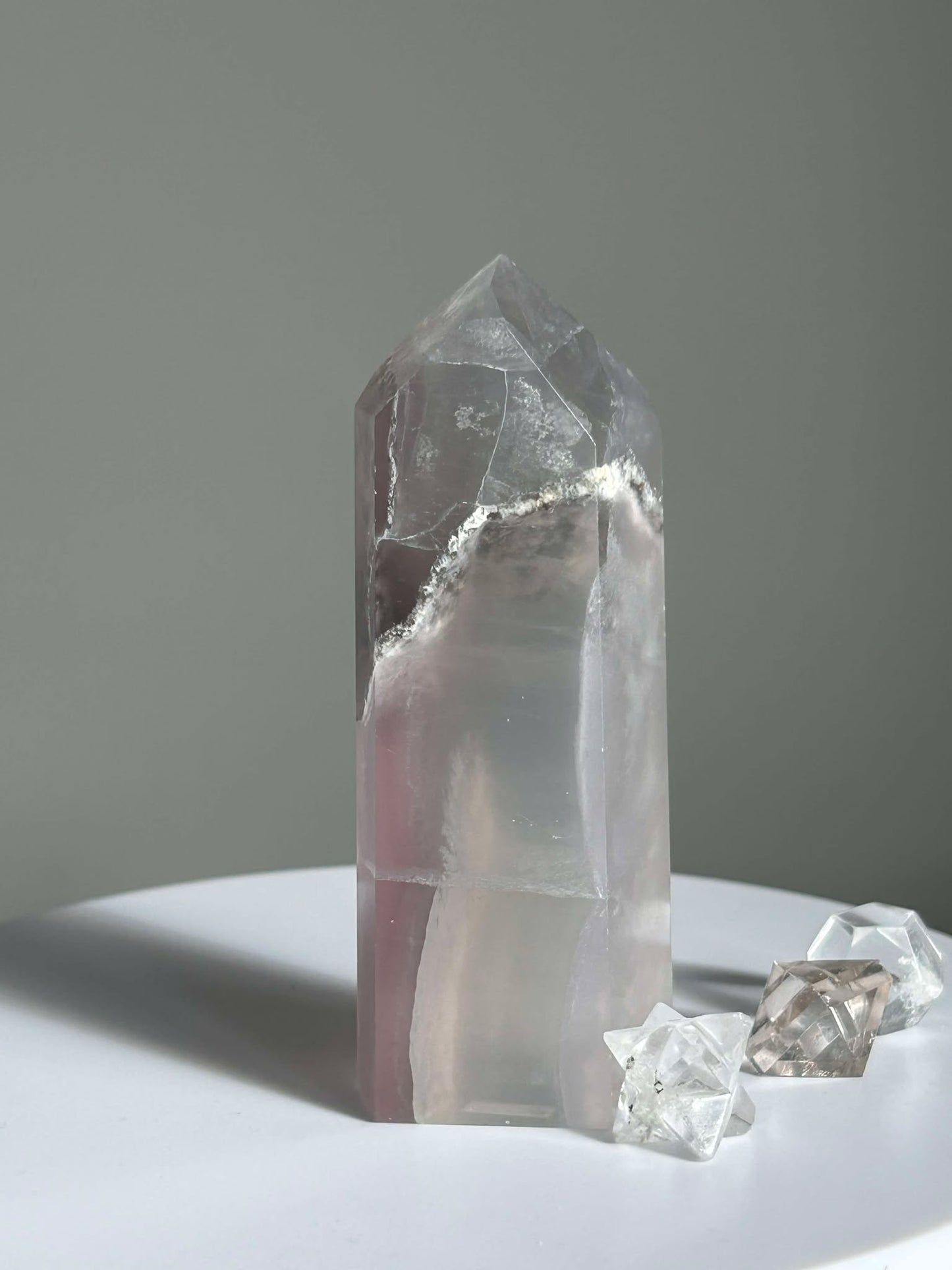 Dreamy Velvet Lilac Brazilian Fluorite, enhances connection with the third eye, intuition, and manifestation of dreams.