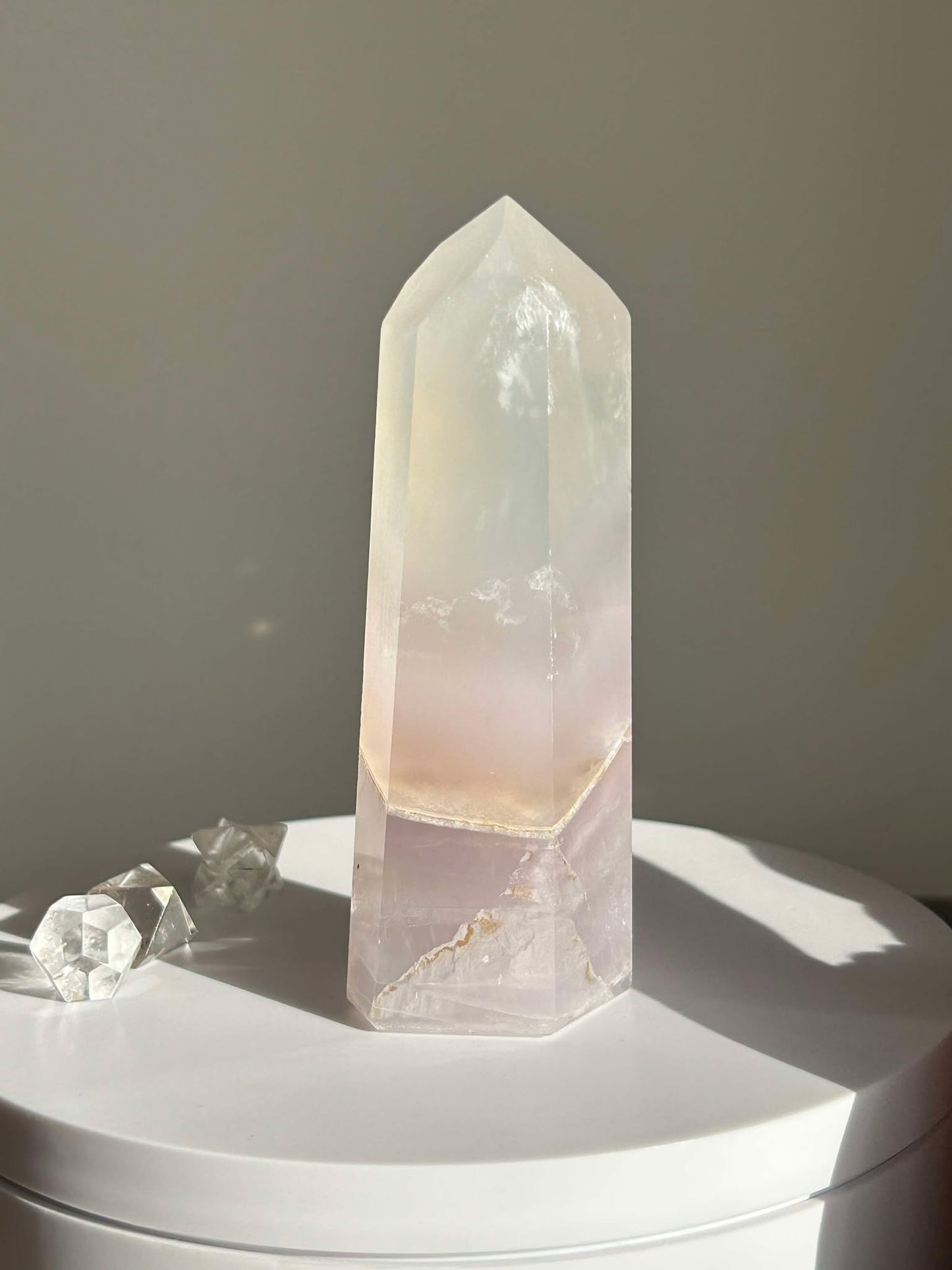 Dreamy Velvet Lilac Brazilian Fluorite, enhances connection with the third eye, intuition, and manifestation of dreams.
