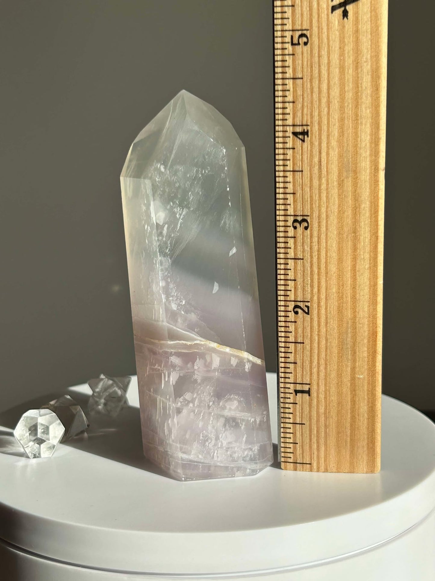 Dreamy Velvet Lilac Brazilian Fluorite, enhances connection with the third eye, intuition, and manifestation of dreams.
