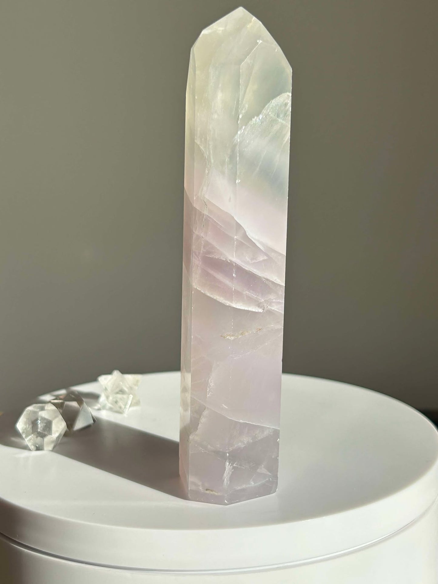 Dreamy Velvet Lilac Brazilian Fluorite, enhances connection with the third eye, intuition, and manifestation of dreams.