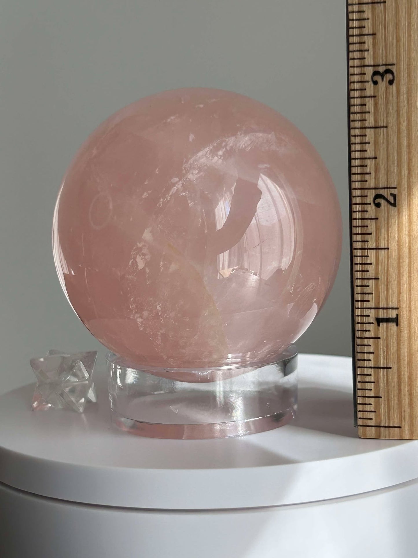 Juice Rose Quartz Sphere For Unconditional Love, Heart Chakra, Attracting Romance.