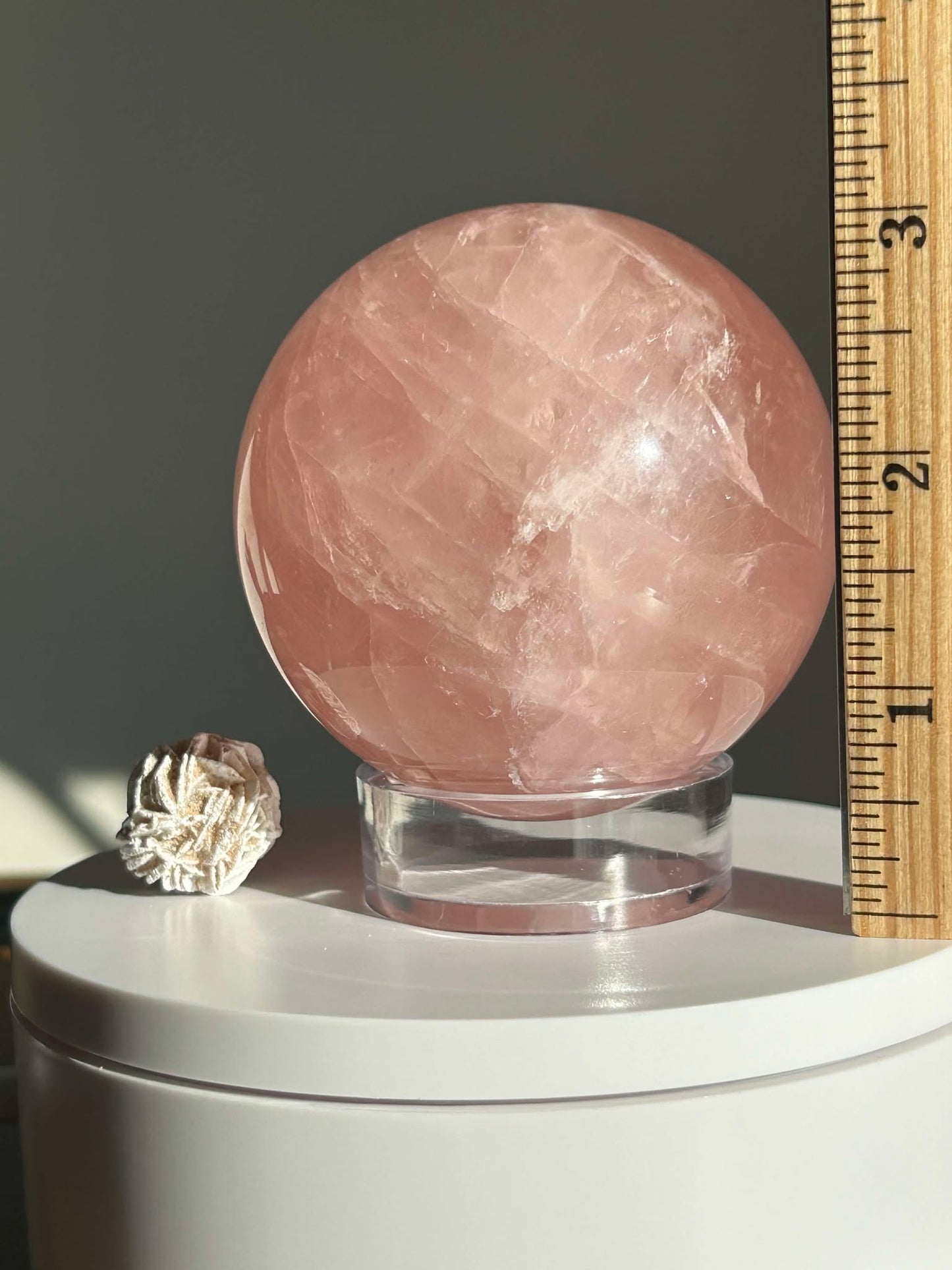 Juice Rose Quartz Sphere For Unconditional Love, Heart Chakra, Attracting Romance.