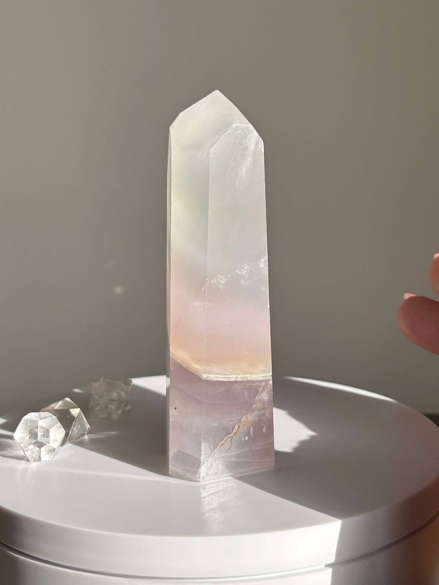 Dreamy Velvet Lilac Brazilian Fluorite, enhances connection with the third eye, intuition, and manifestation of dreams.