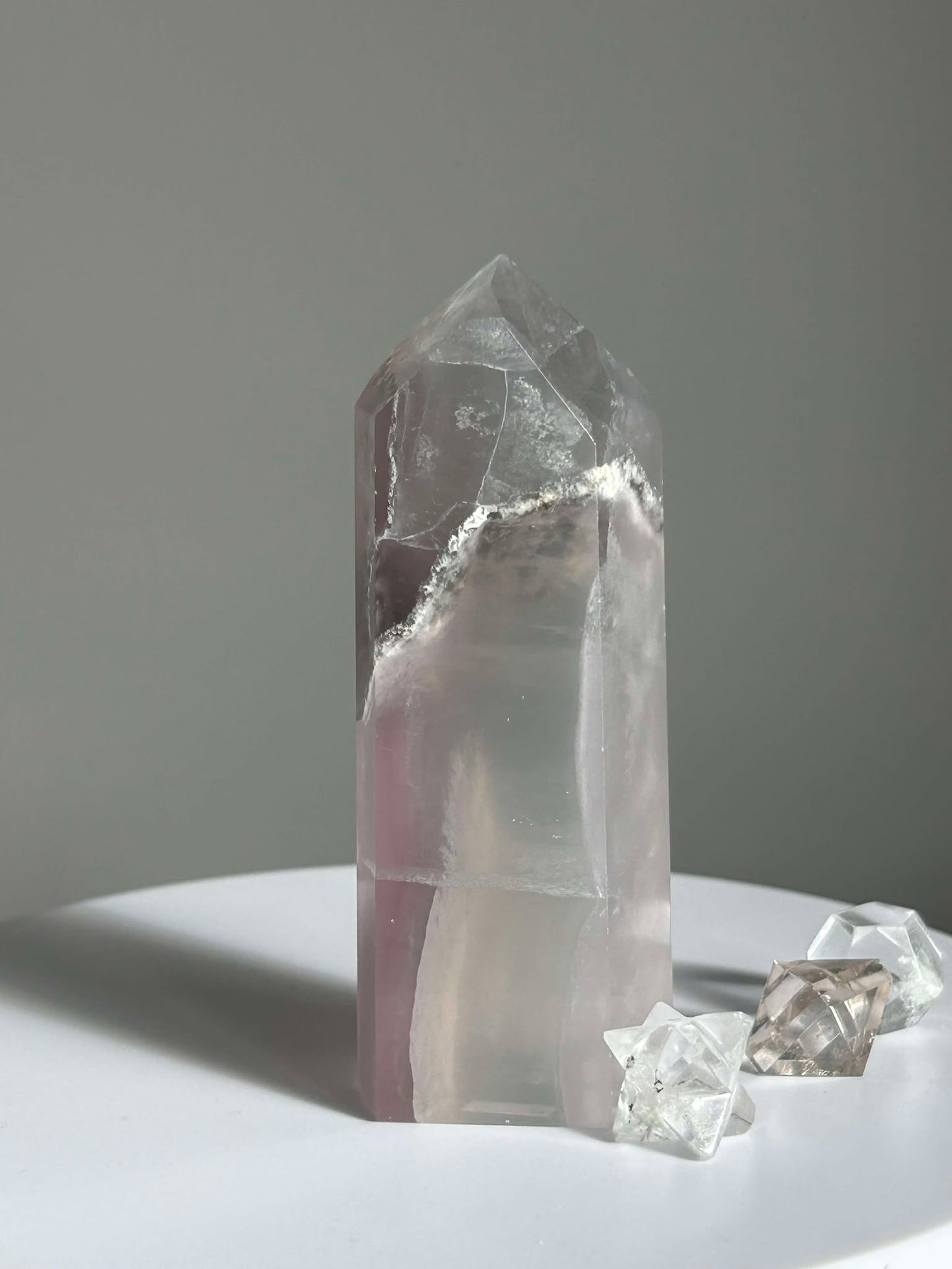 Dreamy Velvet Lilac Brazilian Fluorite, enhances connection with the third eye, intuition, and manifestation of dreams.