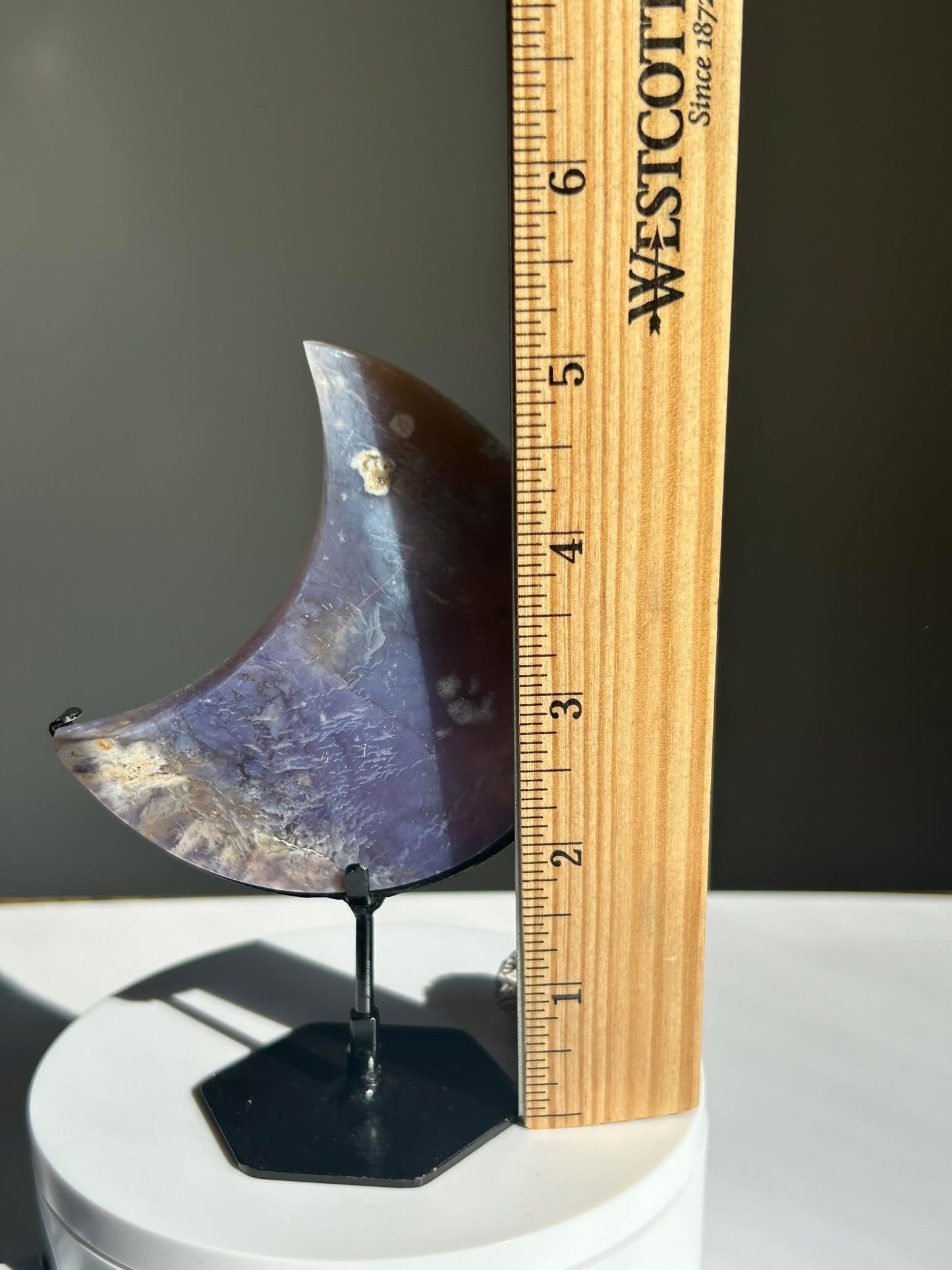 Juicy Lilac Chalcedodony Quartz moon - Enhance Creativity, Chakra balance, Promotes intuition.