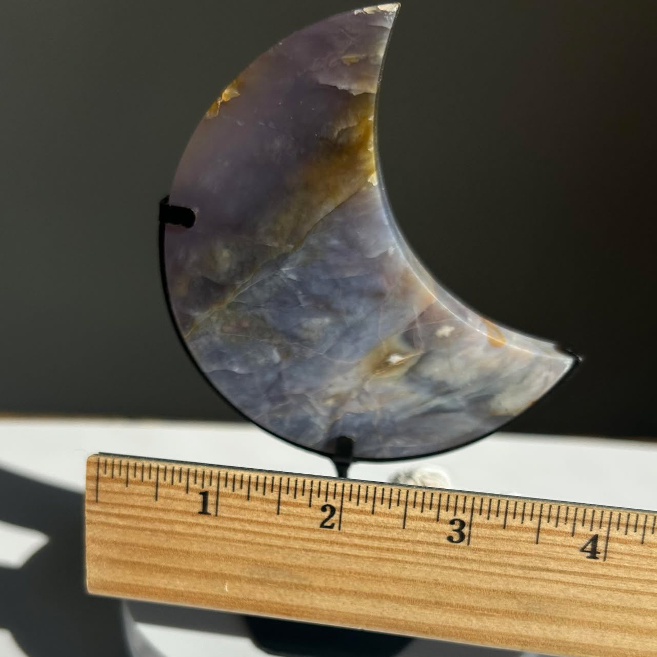 Juicy Lilac Chalcedodony Quartz moon - Enhance Creativity, Chakra balance, Promotes intuition.