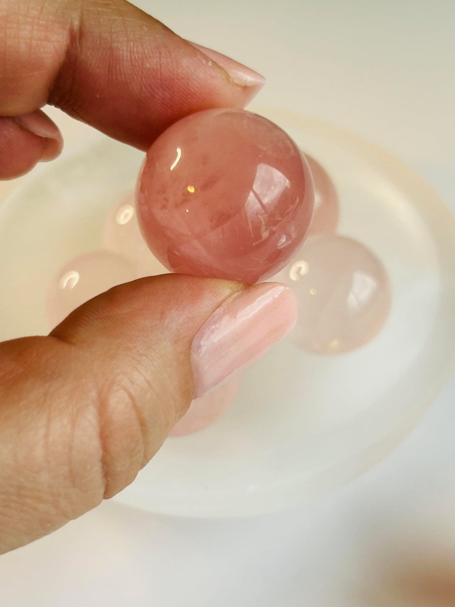 Juice Rose Quartz Sphere For Unconditional Love, Heart Chakra, Attracting Romance- small