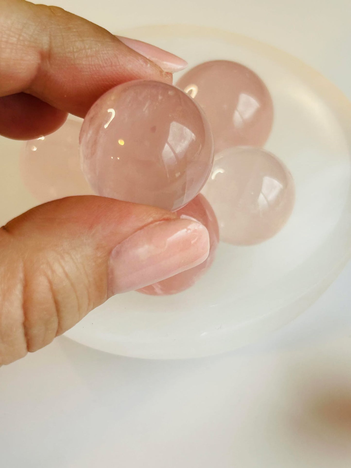 Juice Rose Quartz Sphere For Unconditional Love, Heart Chakra, Attracting Romance- small