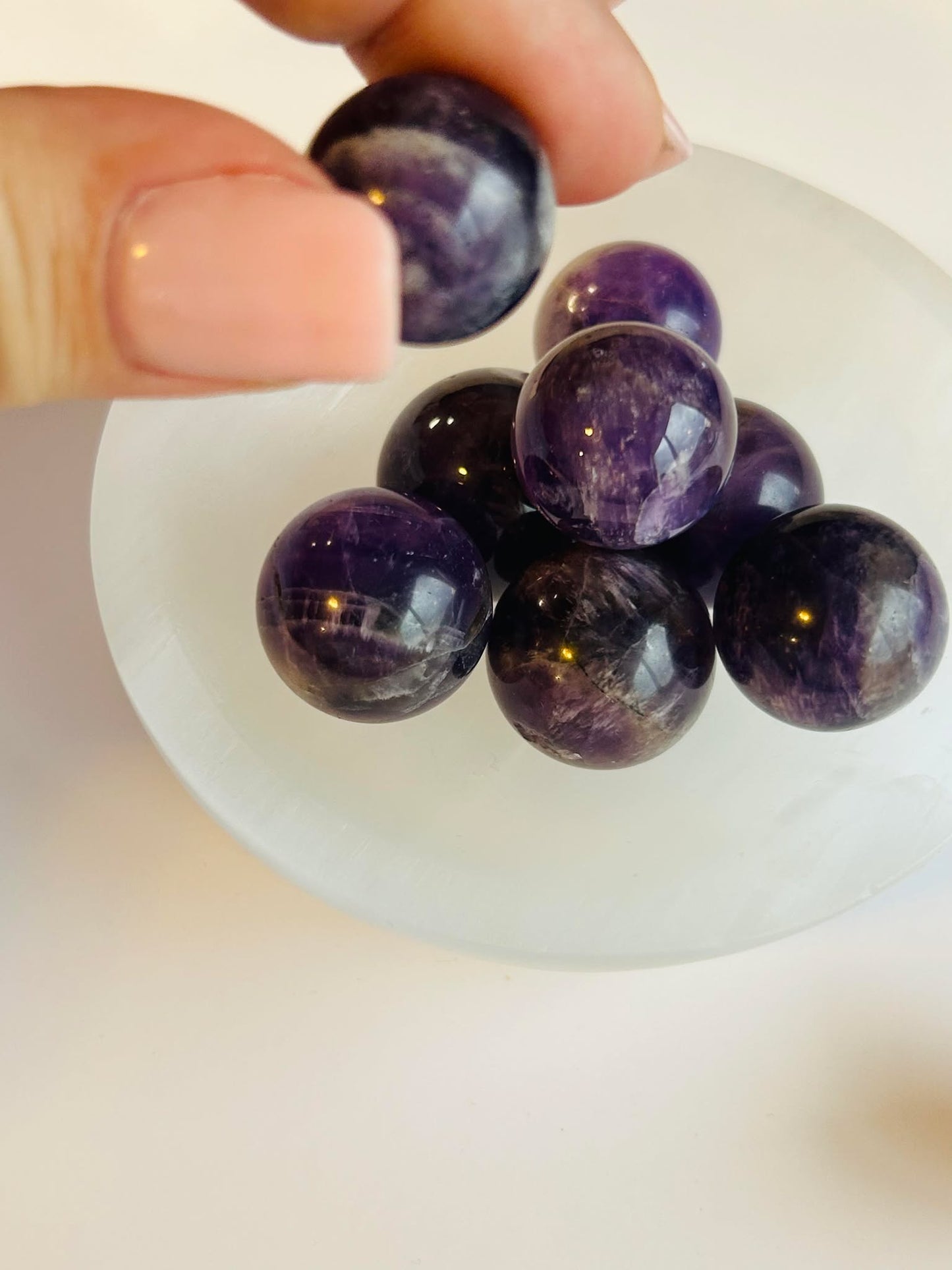 Violet Amethyst Crystal, Crown Chakra, Spiritual Growth, Calming Energy, Natural Sleeping aid. Sphere