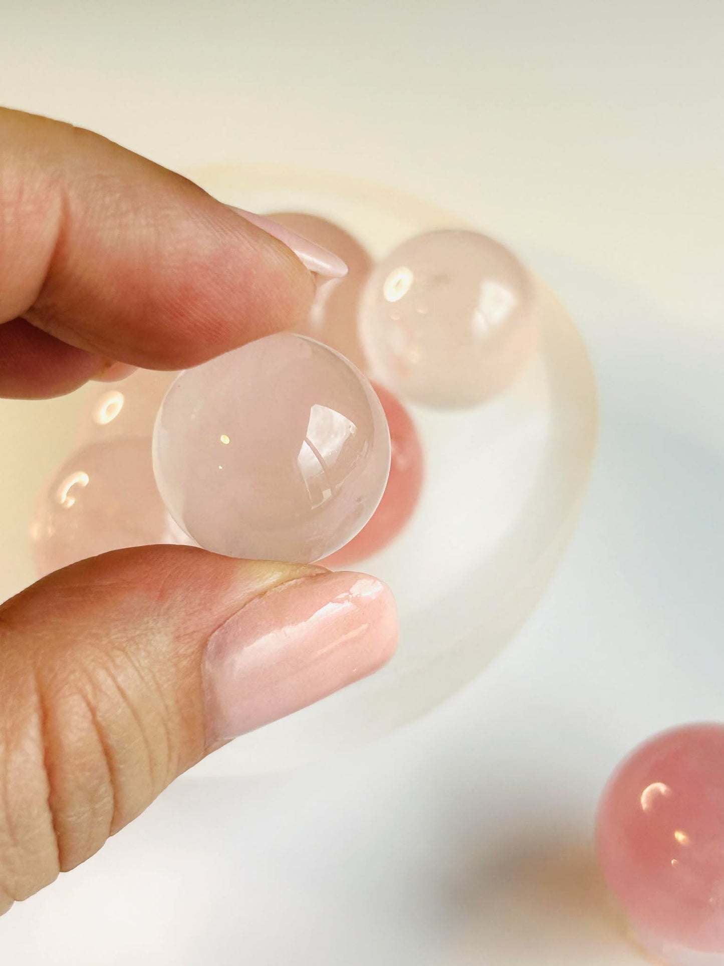 Juice Rose Quartz Sphere For Unconditional Love, Heart Chakra, Attracting Romance- small