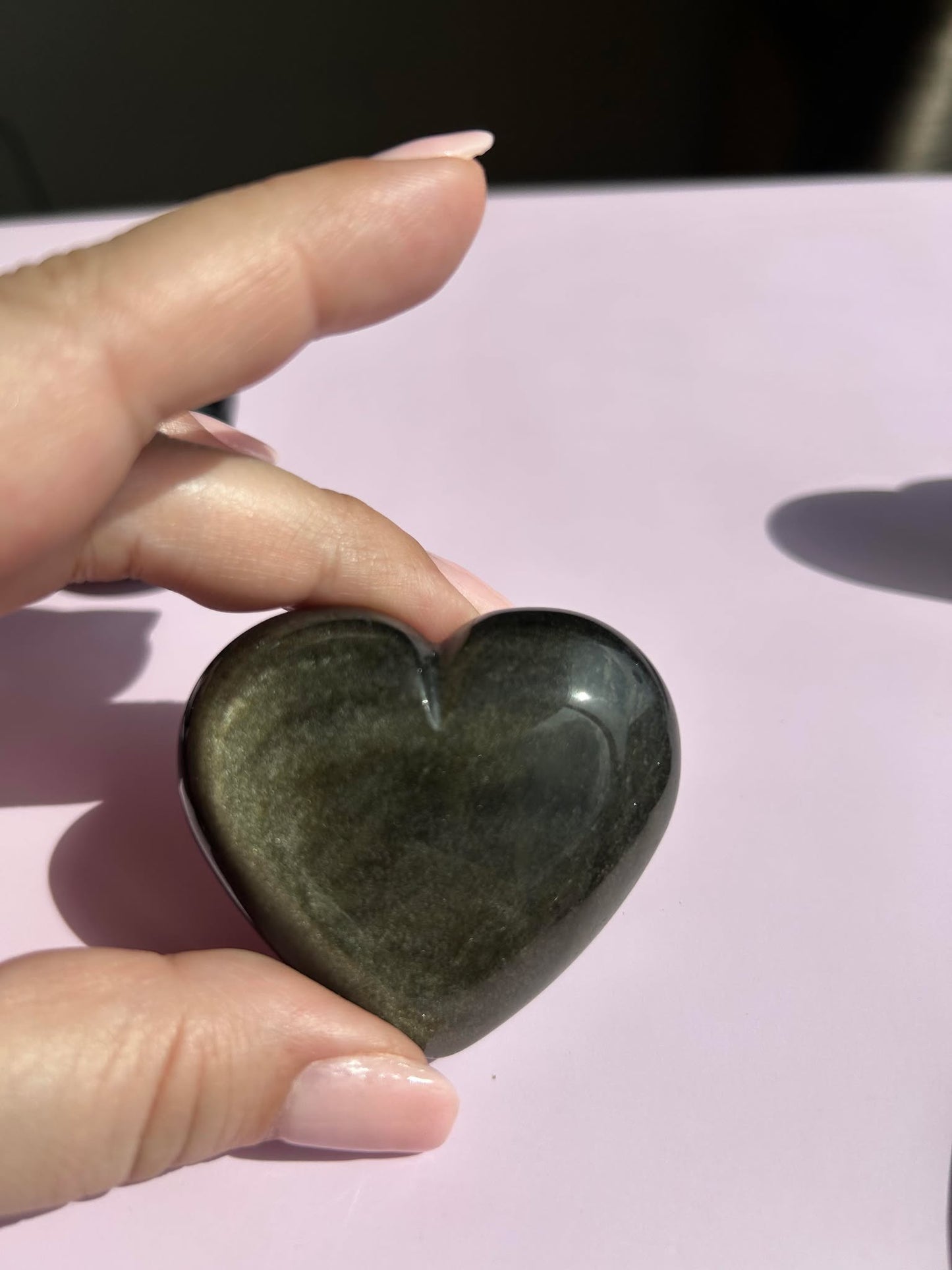 Gold Black Obsidian Carved Heart Polished Stone Figurine Unique Crystal Home Decor Gift for Nature Lover Office Desk Bedroom Altar Display Piece Anniversary Gift