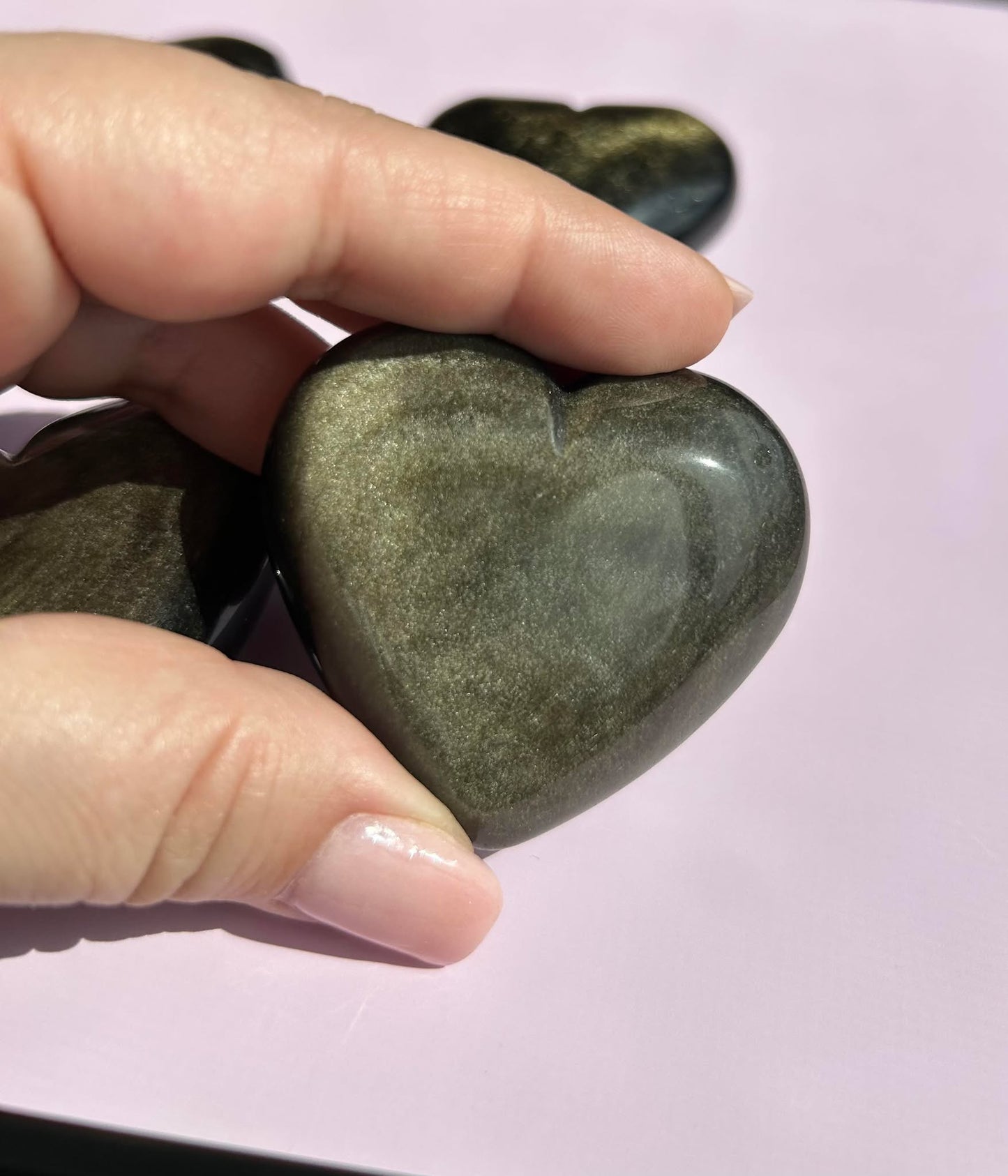 Gold Black Obsidian Carved Heart Polished Stone Figurine Unique Crystal Home Decor Gift for Nature Lover Office Desk Bedroom Altar Display Piece Anniversary Gift