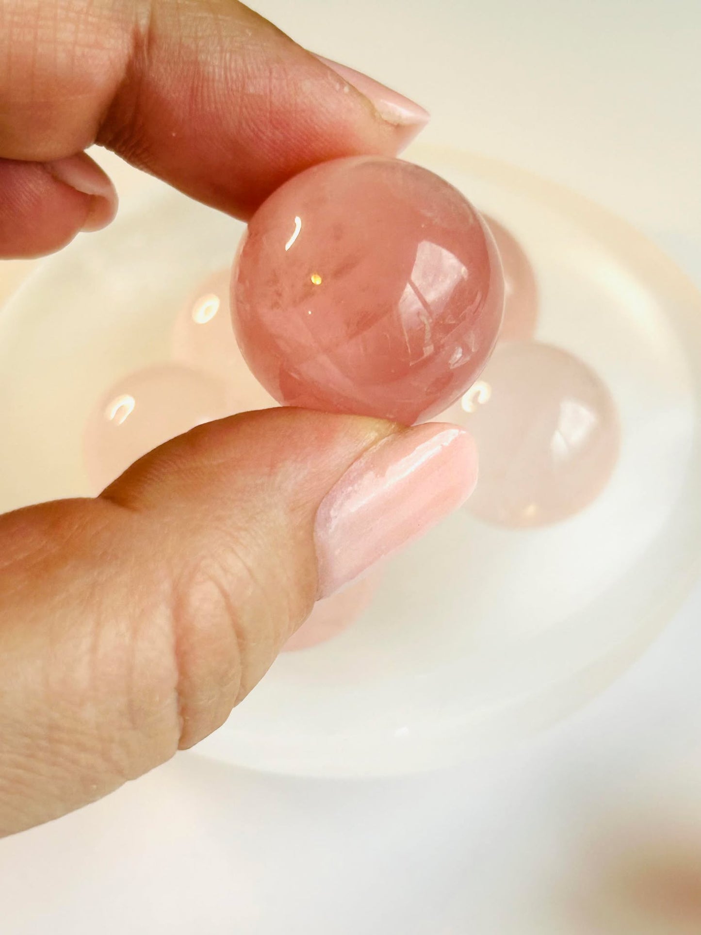 Juice Rose Quartz Sphere For Unconditional Love, Heart Chakra, Attracting Romance- small