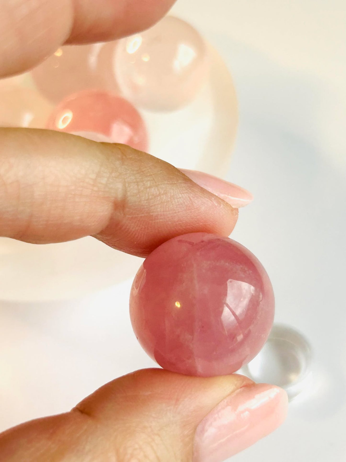Juice Rose Quartz Sphere For Unconditional Love, Heart Chakra, Attracting Romance- small