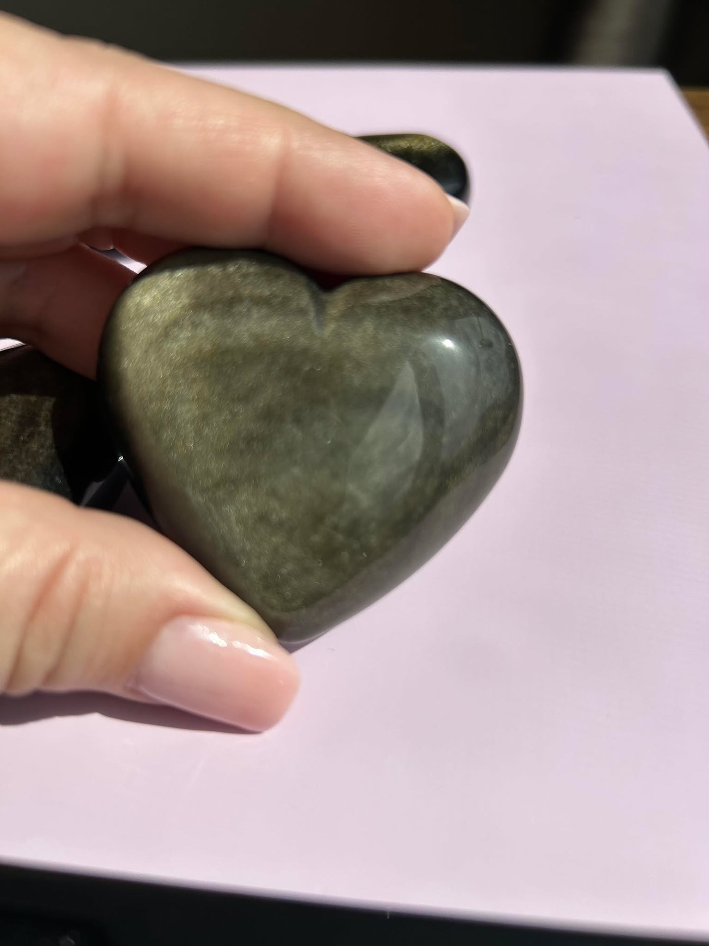 Gold Black Obsidian Carved Heart Polished Stone Figurine Unique Crystal Home Decor Gift for Nature Lover Office Desk Bedroom Altar Display Piece Anniversary Gift