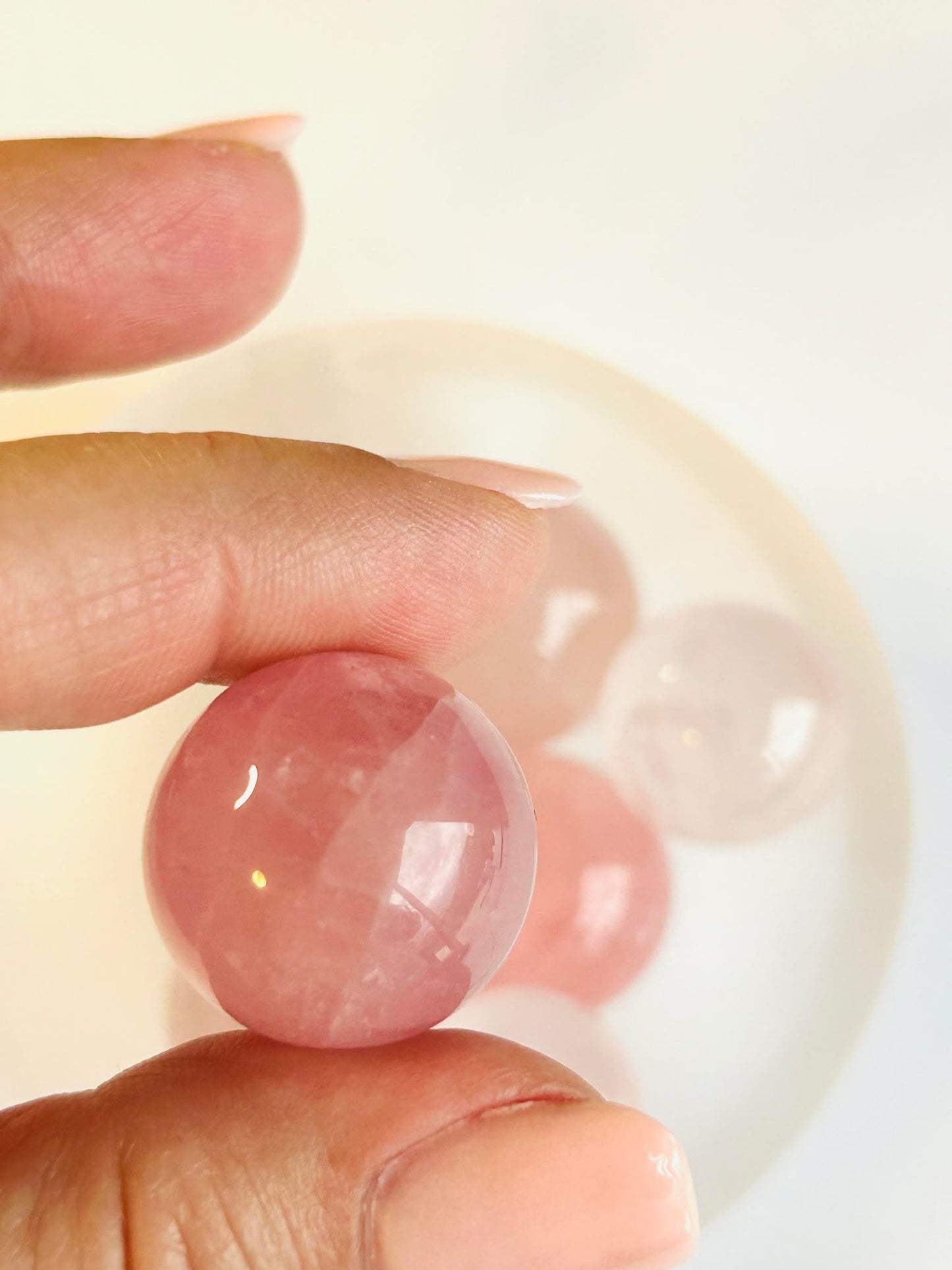Juice Rose Quartz Sphere For Unconditional Love, Heart Chakra, Attracting Romance- small