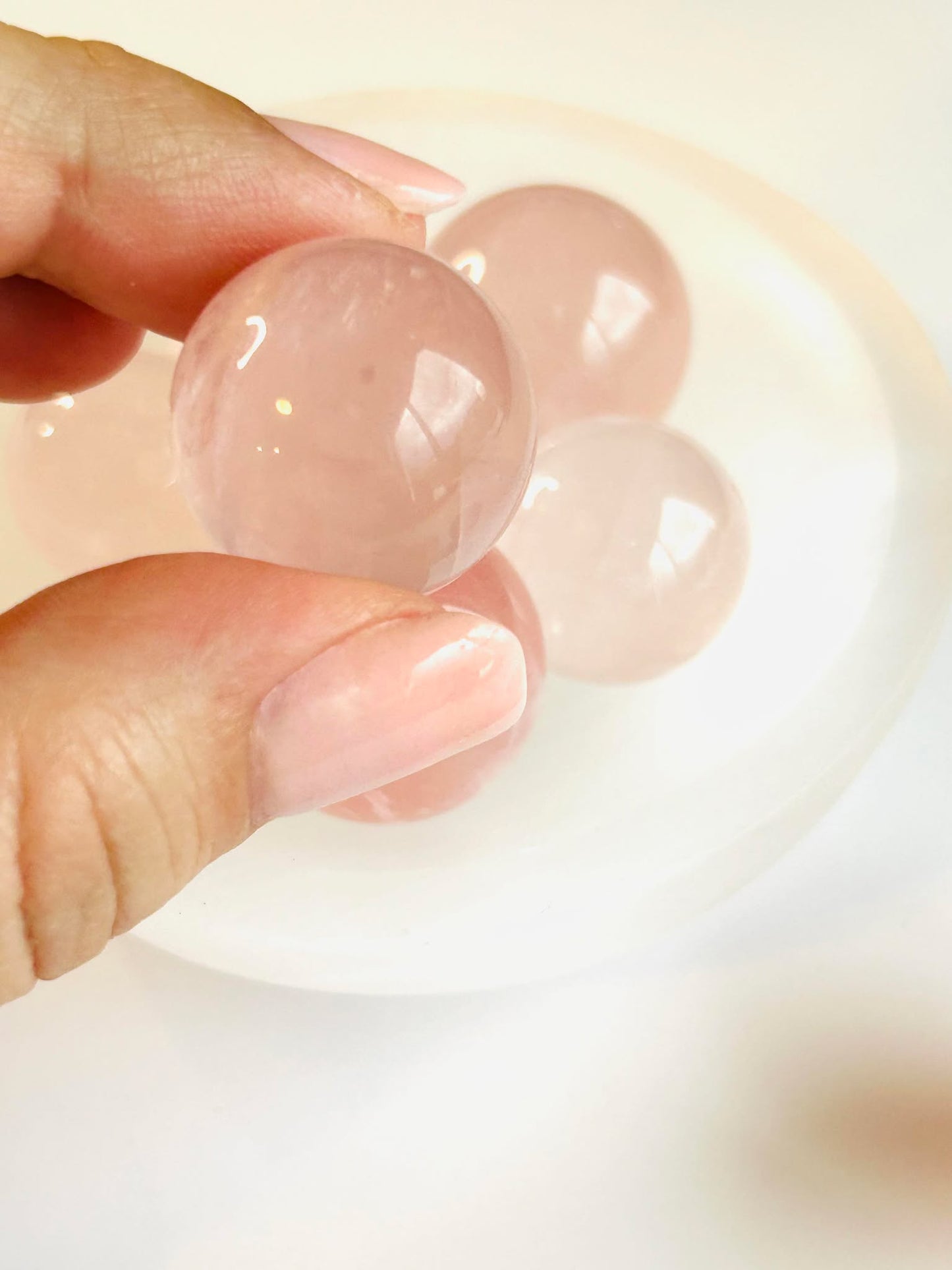 Juice Rose Quartz Sphere For Unconditional Love, Heart Chakra, Attracting Romance- small