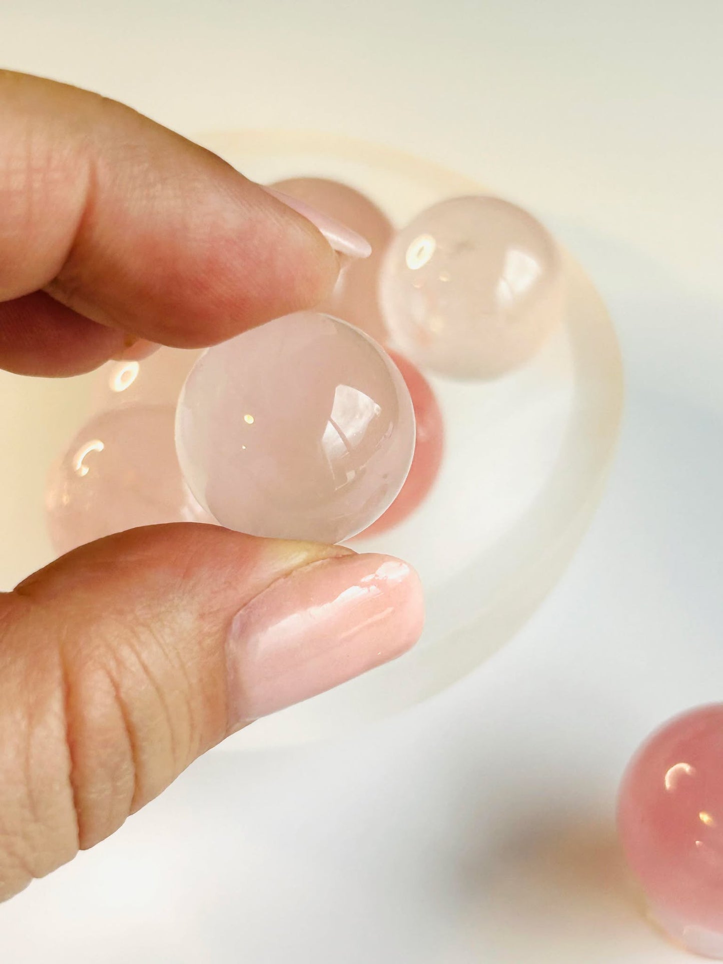 Juice Rose Quartz Sphere For Unconditional Love, Heart Chakra, Attracting Romance- small