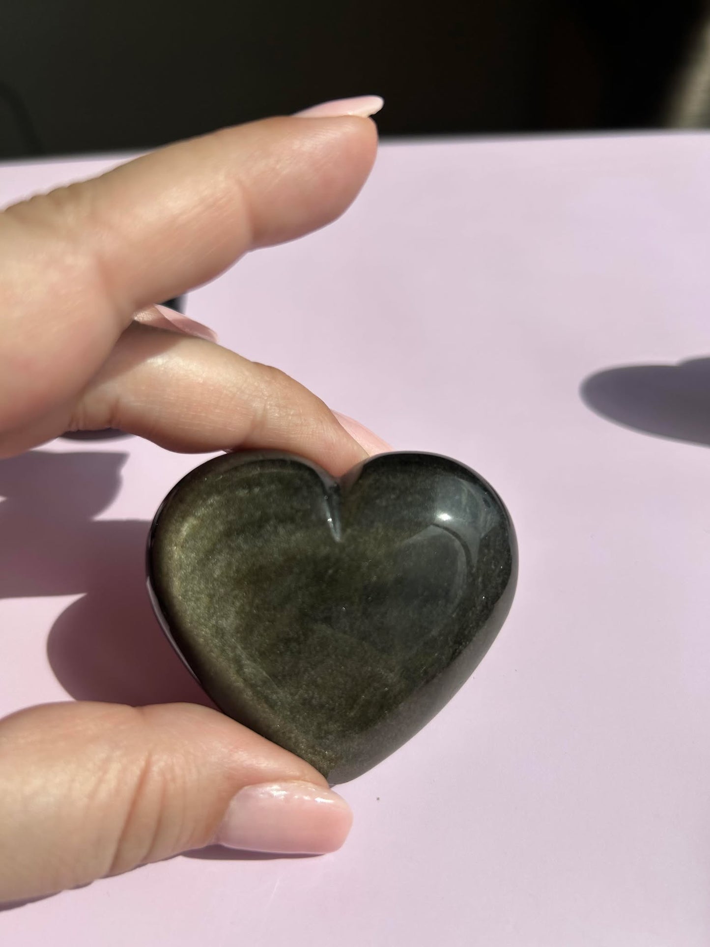 Gold Black Obsidian Carved Heart Polished Stone Figurine Unique Crystal Home Decor Gift for Nature Lover Office Desk Bedroom Altar Display Piece Anniversary Gift