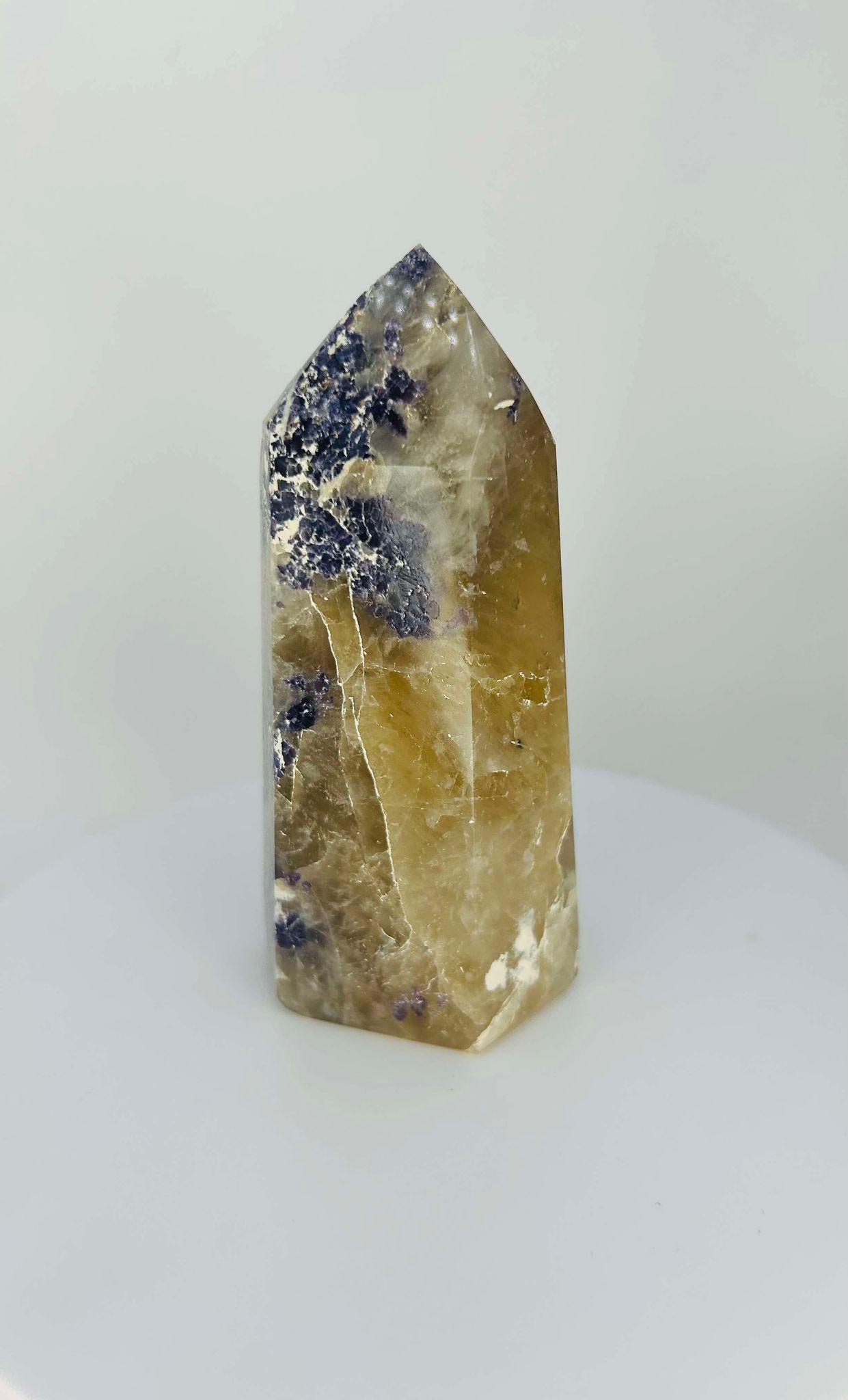 Citrine Lepidolite Crystal Point Solar Plexus Third Eye Meditation Feng Shui Libra Crystal Home Warming Student Teacher Baby Shower Gift