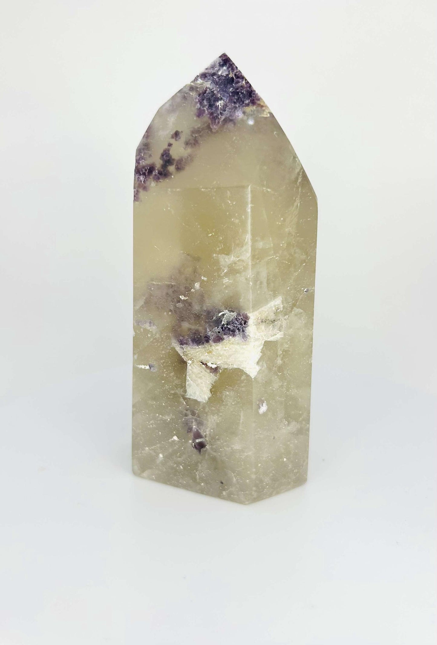 Citrine Lepidolite Crystal Point Solar Plexus Third Eye Meditation Feng Shui Libra Crystal Home Warming Student Teacher Baby Shower Gift