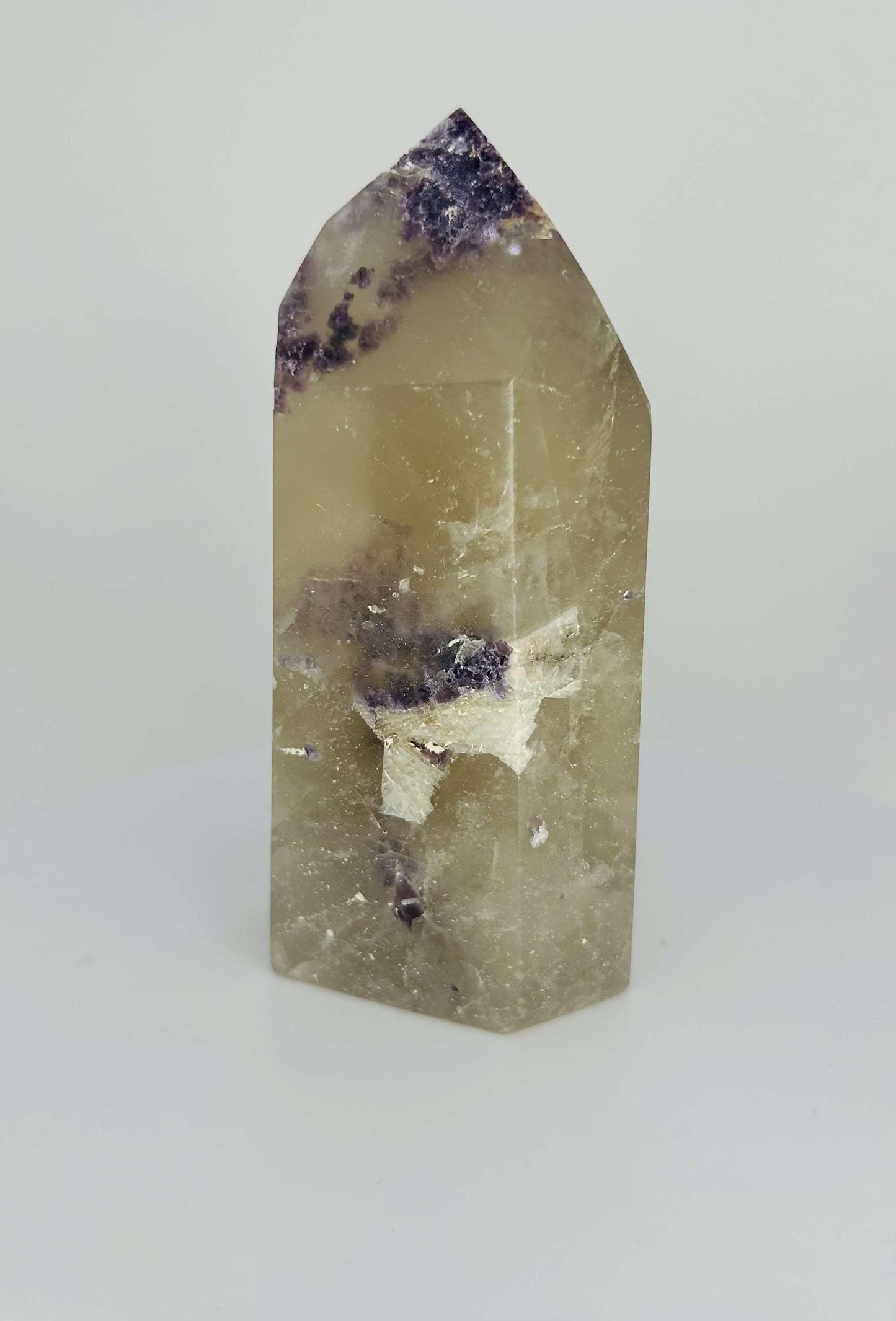 Citrine Lepidolite Crystal Point Solar Plexus Third Eye Meditation Feng Shui Libra Crystal Home Warming Student Teacher Baby Shower Gift