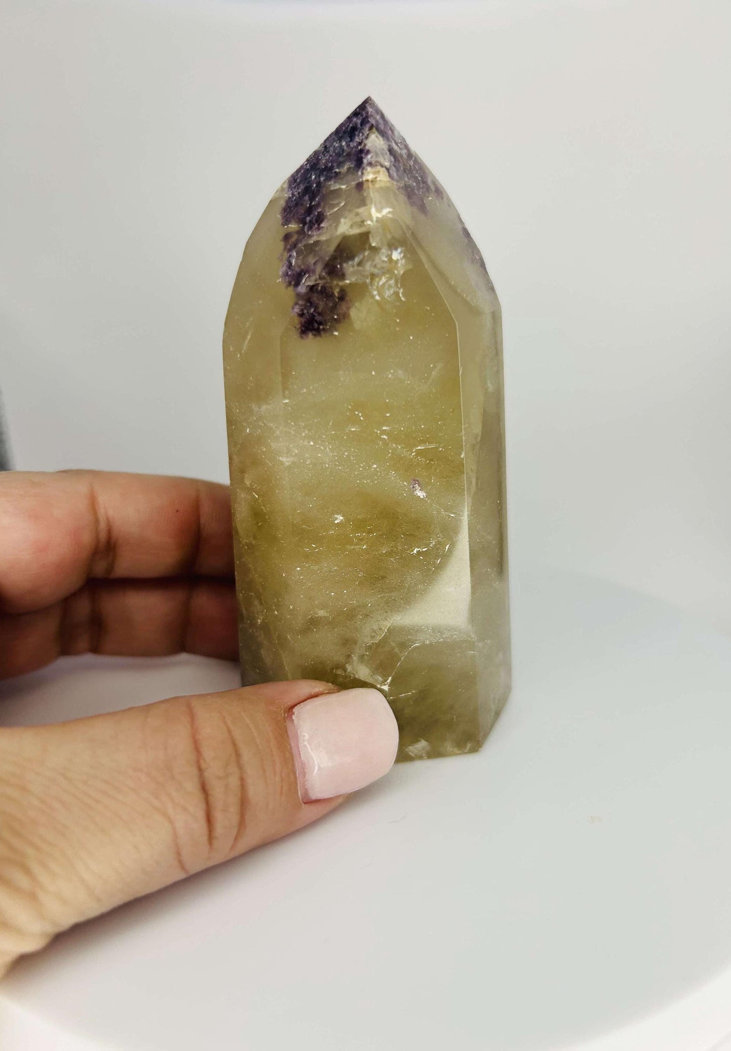 Citrine Lepidolite Crystal Point Solar Plexus Third Eye Meditation Feng Shui Libra Crystal Home Warming Student Teacher Baby Shower Gift