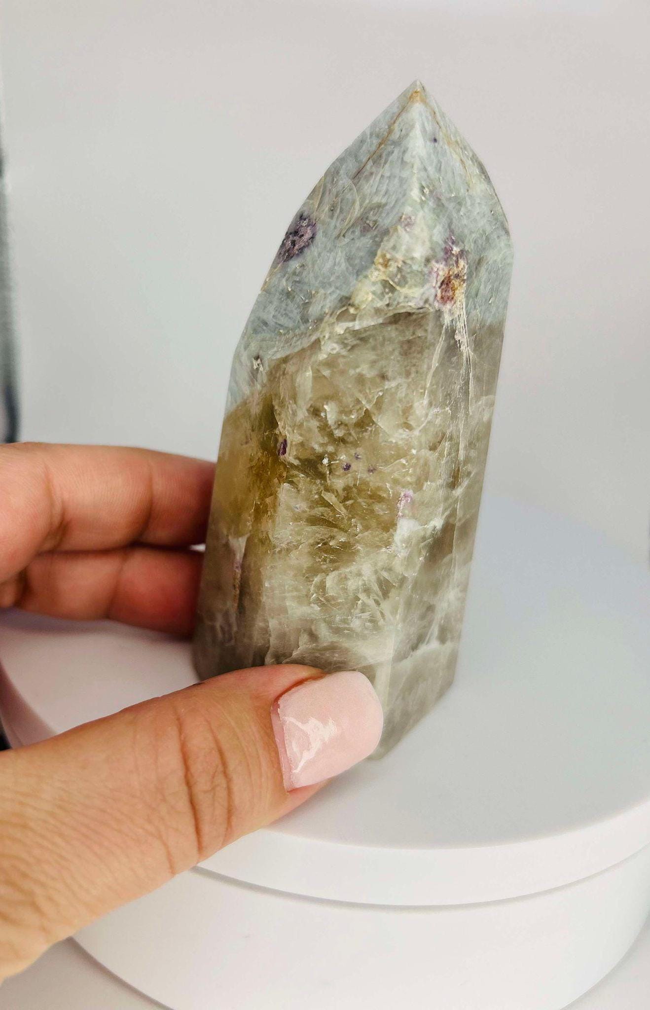 Citrine Lepidolite Crystal Point Solar Plexus Third Eye Meditation Feng Shui Libra Crystal Home Warming Student Teacher Baby Shower Gift