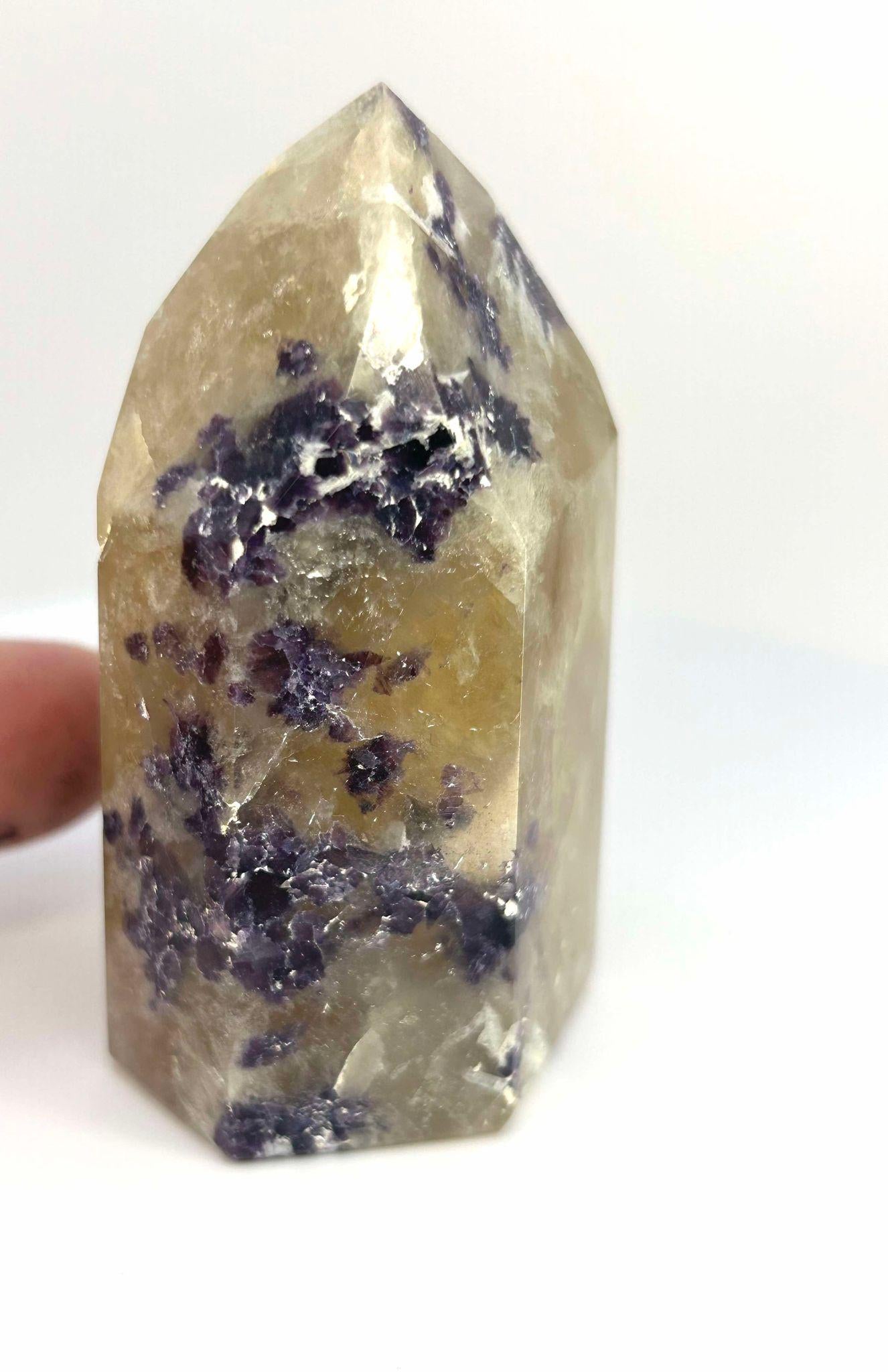 Citrine Lepidolite Crystal Point Solar Plexus Third Eye Meditation Feng Shui Libra Crystal Home Warming Student Teacher Baby Shower Gift