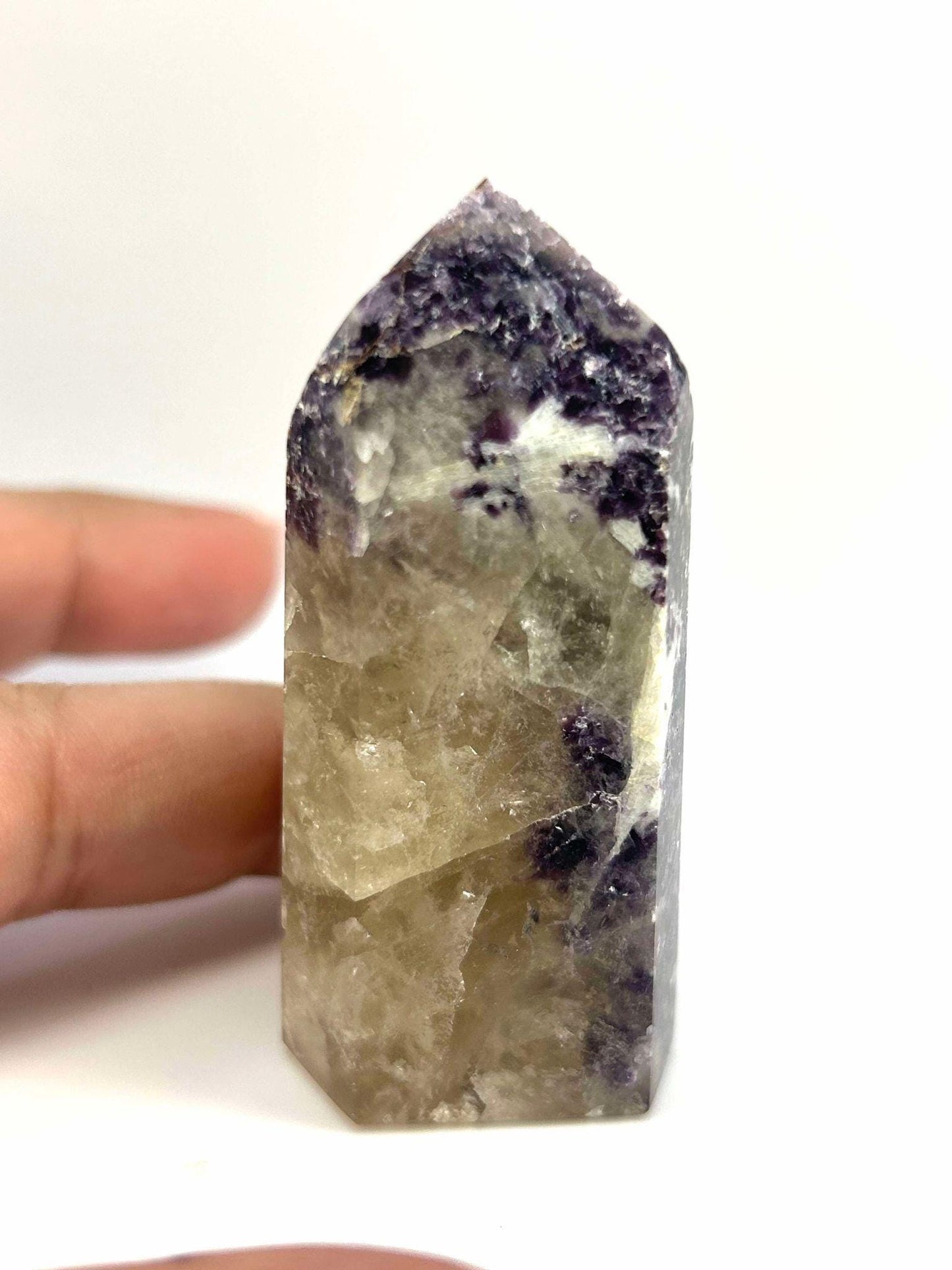 Citrine Lepidolite Crystal Point Solar Plexus Third Eye Meditation Feng Shui Libra Crystal Home Warming Student Teacher Baby Shower Gift