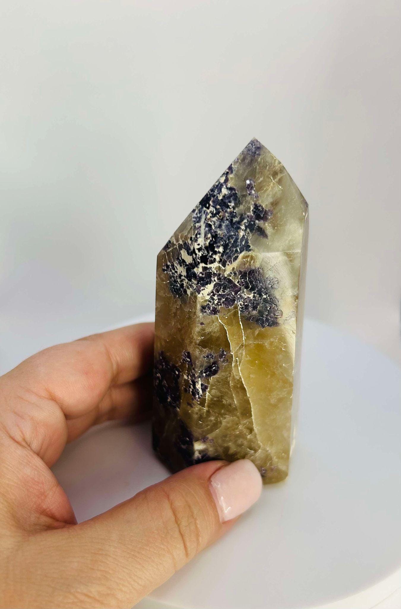 Citrine Lepidolite Crystal Point Solar Plexus Third Eye Meditation Feng Shui Libra Crystal Home Warming Student Teacher Baby Shower Gift