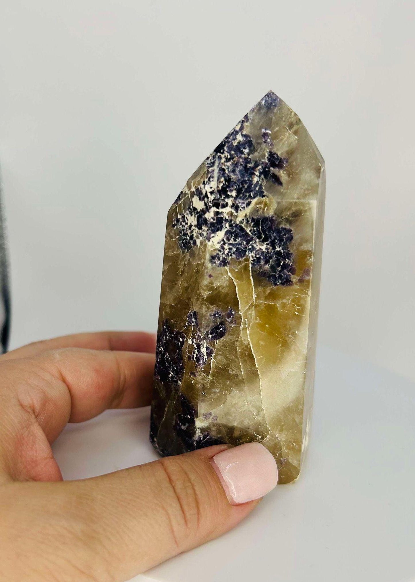 Citrine Lepidolite Crystal Point Solar Plexus Third Eye Meditation Feng Shui Libra Crystal Home Warming Student Teacher Baby Shower Gift