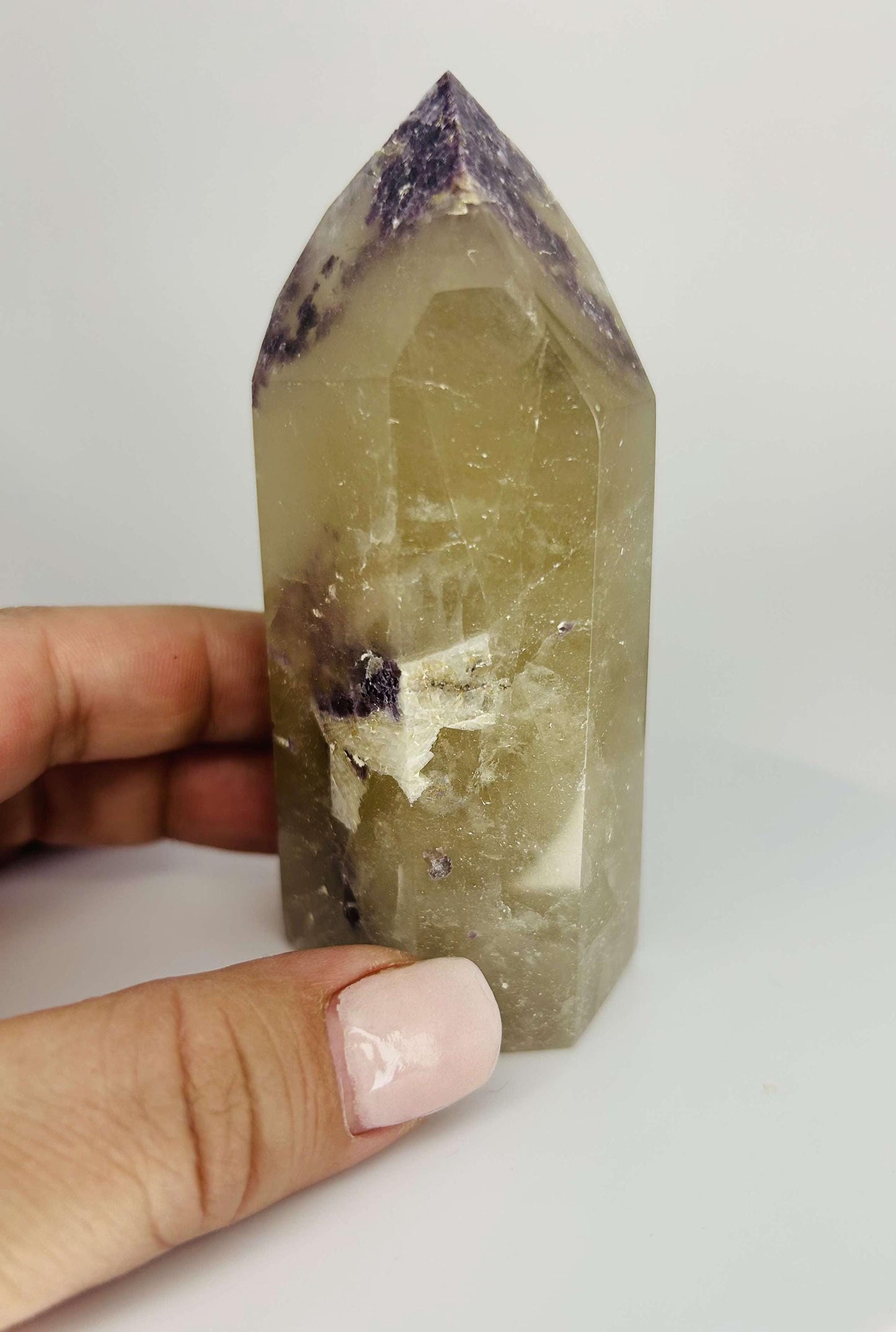 Citrine Lepidolite Crystal Point Solar Plexus Third Eye Meditation Feng Shui Libra Crystal Home Warming Student Teacher Baby Shower Gift