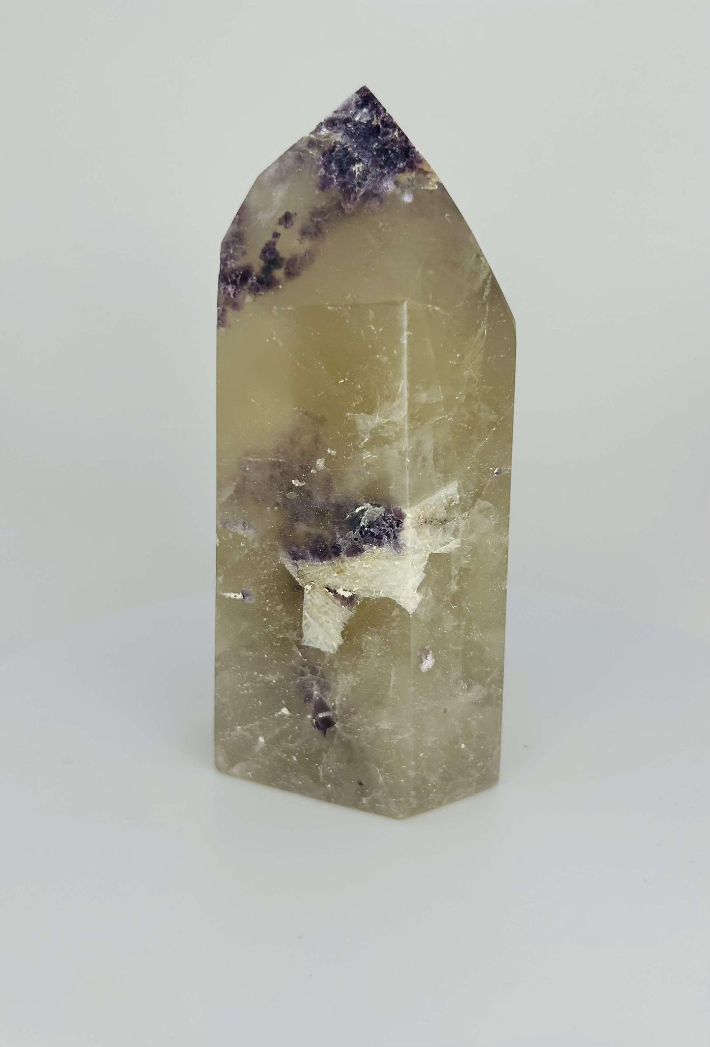 Citrine Lepidolite Crystal Point Solar Plexus Third Eye Meditation Feng Shui Libra Crystal Home Warming Student Teacher Baby Shower Gift