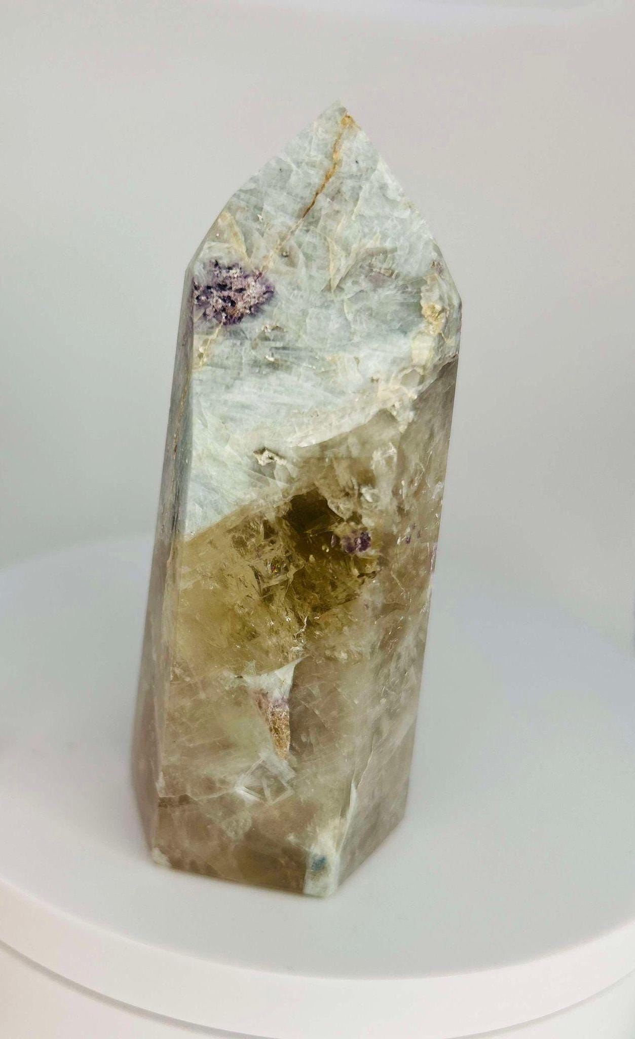 Citrine Lepidolite Crystal Point Solar Plexus Third Eye Meditation Feng Shui Libra Crystal Home Warming Student Teacher Baby Shower Gift