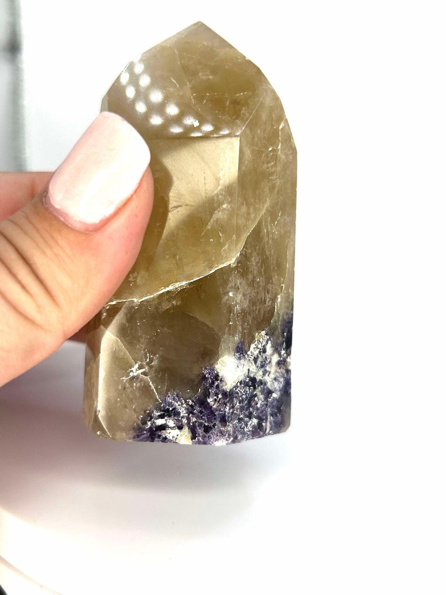 Citrine Lepidolite Crystal Point Solar Plexus Third Eye Meditation Feng Shui Libra Crystal Home Warming Student Teacher Baby Shower Gift