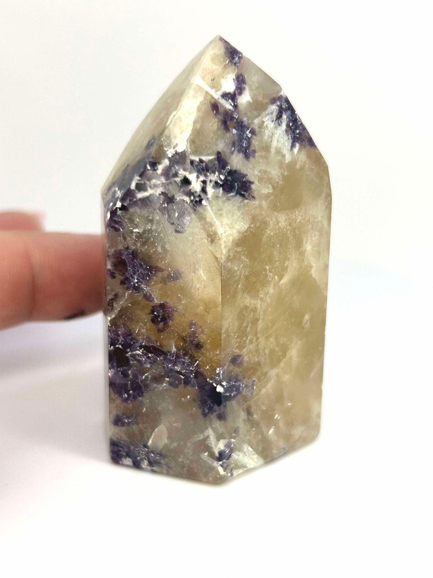 Citrine Lepidolite Crystal Point Solar Plexus Third Eye Meditation Feng Shui Libra Crystal Home Warming Student Teacher Baby Shower Gift