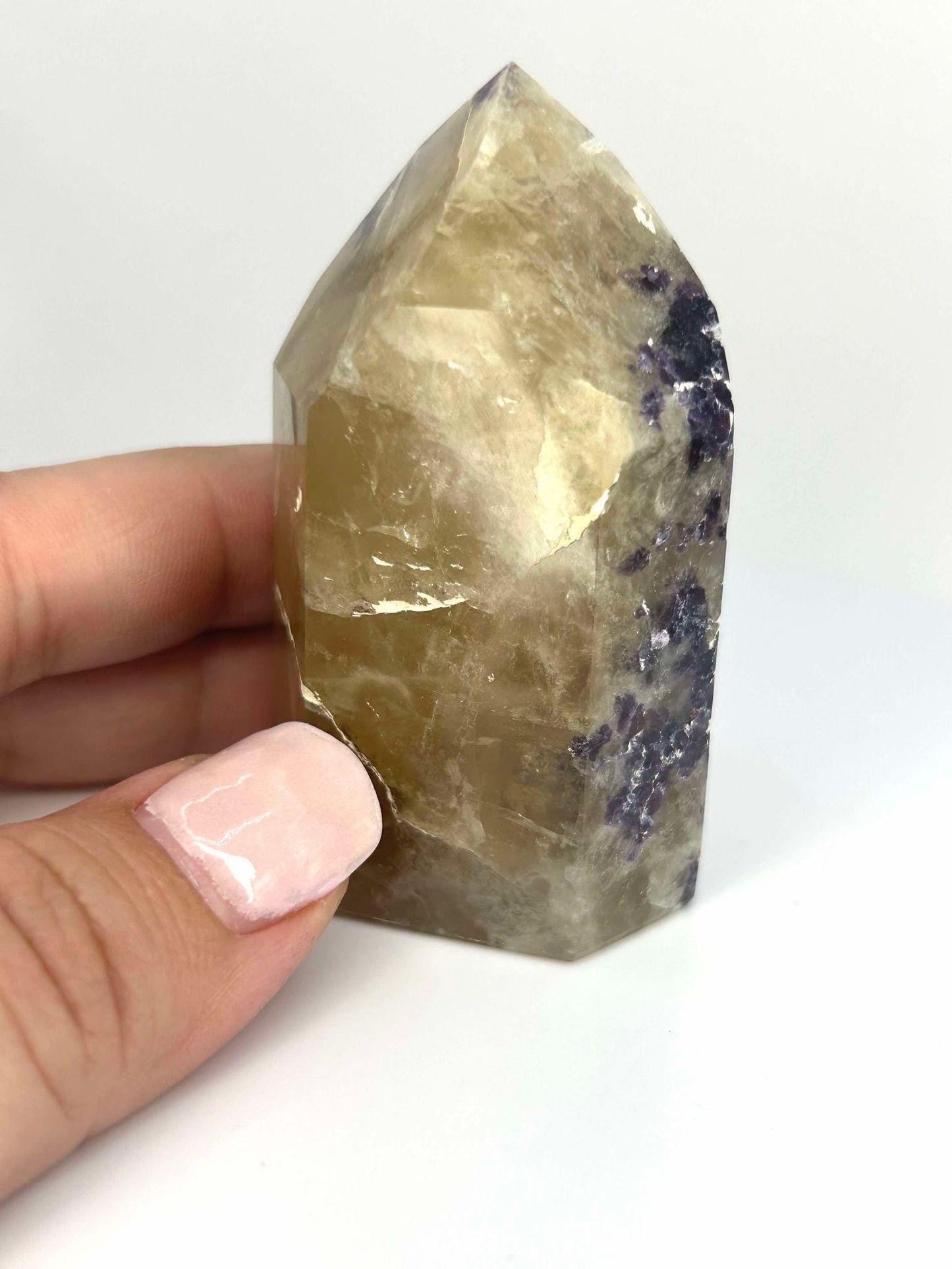 Citrine Lepidolite Crystal Point Solar Plexus Third Eye Meditation Feng Shui Libra Crystal Home Warming Student Teacher Baby Shower Gift