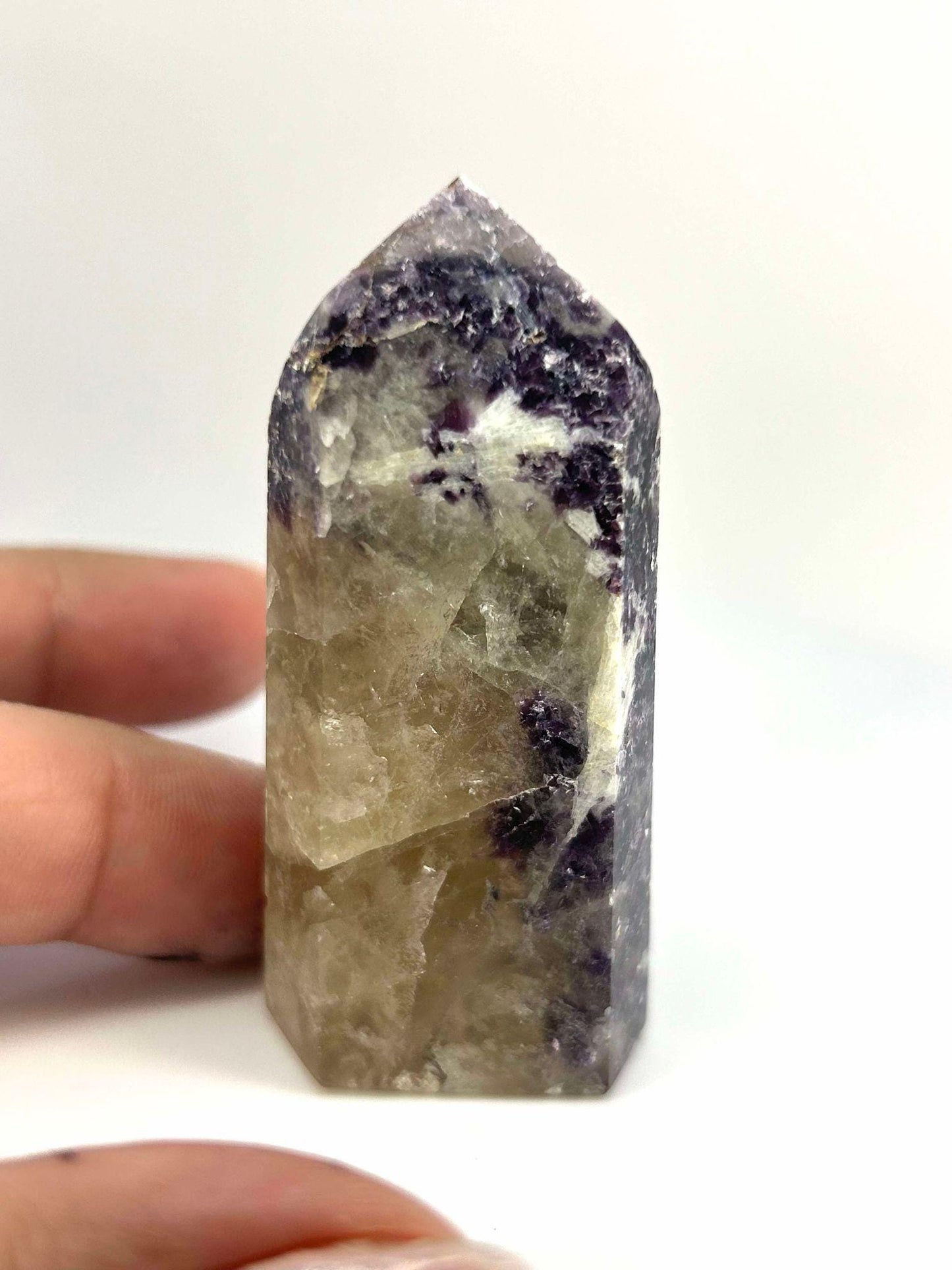 Citrine Lepidolite Crystal Point Solar Plexus Third Eye Meditation Feng Shui Libra Crystal Home Warming Student Teacher Baby Shower Gift