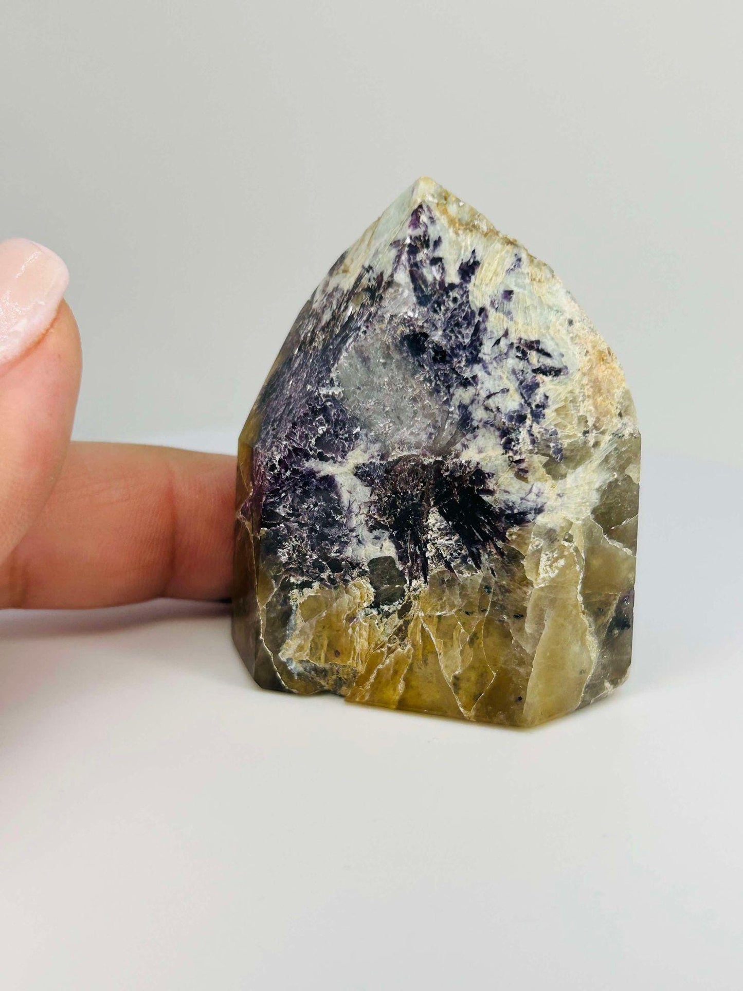 Citrine Lepidolite Crystal Point Solar Plexus Third Eye Meditation Feng Shui Libra Crystal Home Warming Student Teacher Baby Shower Gift