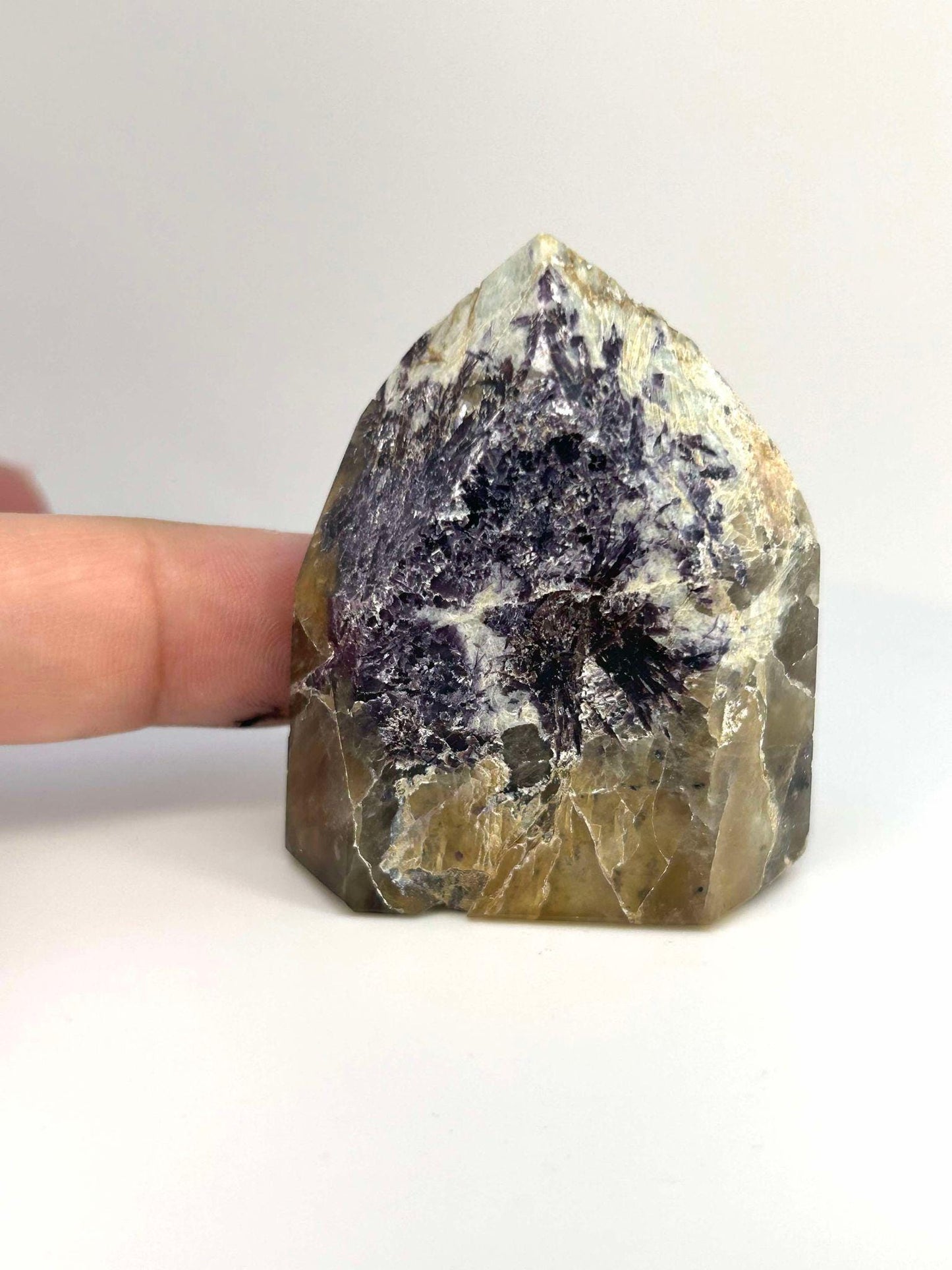 Citrine Lepidolite Crystal Point Solar Plexus Third Eye Meditation Feng Shui Libra Crystal Home Warming Student Teacher Baby Shower Gift