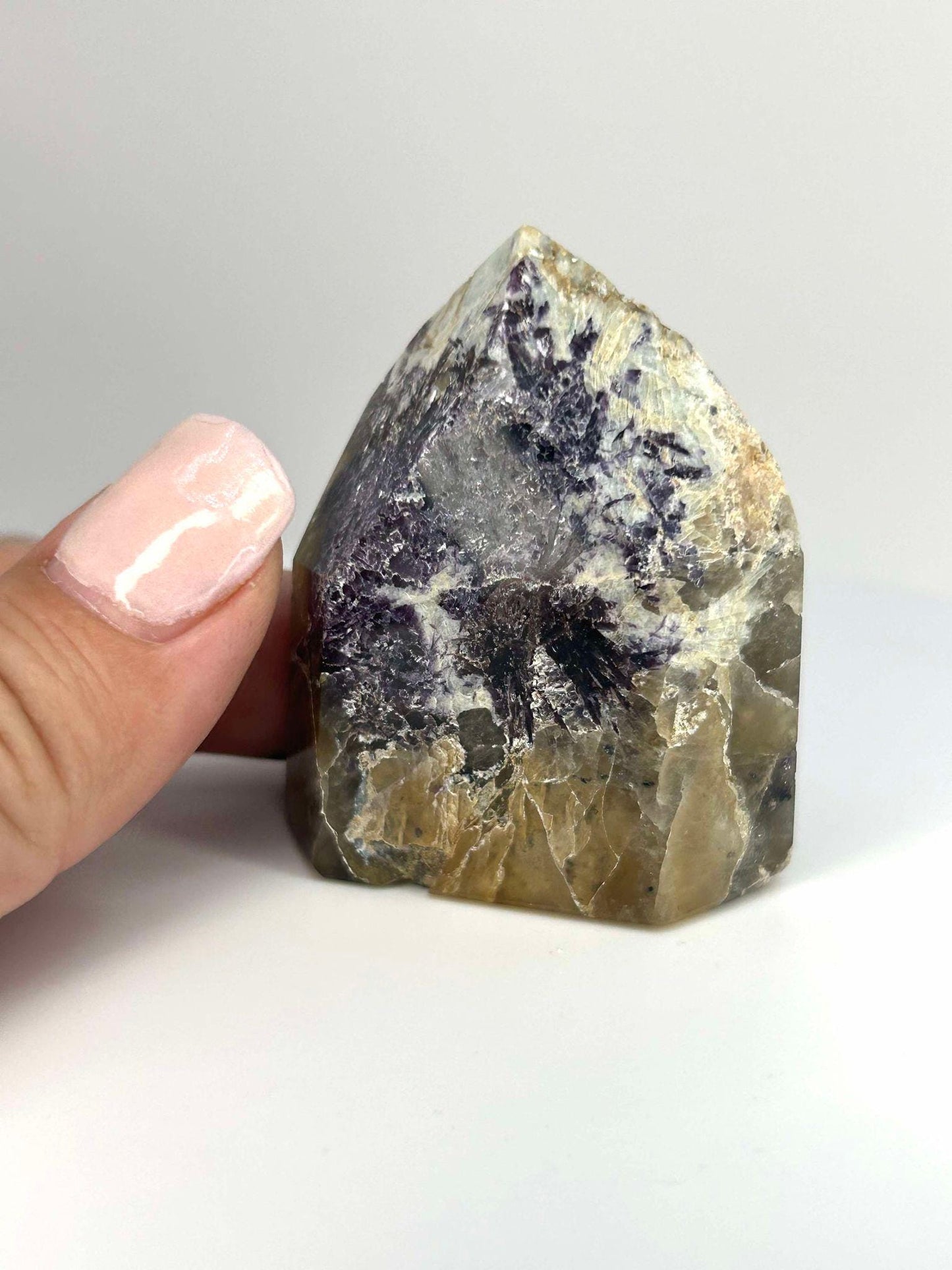 Citrine Lepidolite Crystal Point Solar Plexus Third Eye Meditation Feng Shui Libra Crystal Home Warming Student Teacher Baby Shower Gift