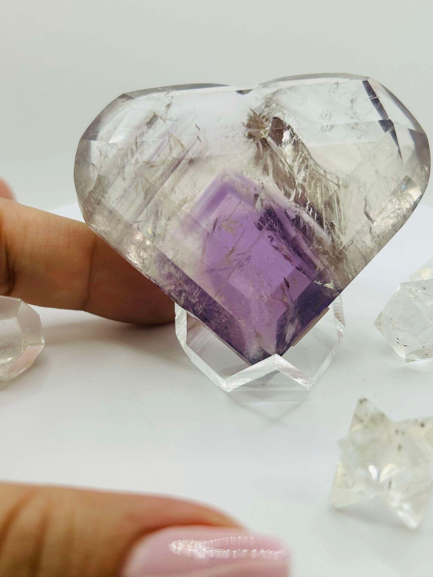Amethyst Panthom Heart Crystal Crown Chakra Meditation Altar Room Decor Crystal Anniversary Gift February Birthday Crystal Best Friend Gift