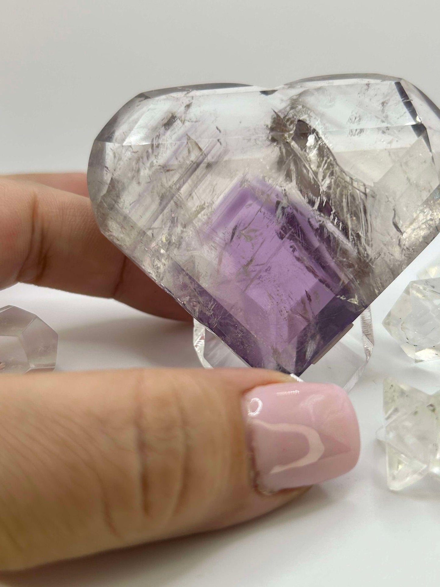 Amethyst Panthom Heart Crystal Crown Chakra Meditation Altar Room Decor Crystal Anniversary Gift February Birthday Crystal Best Friend Gift