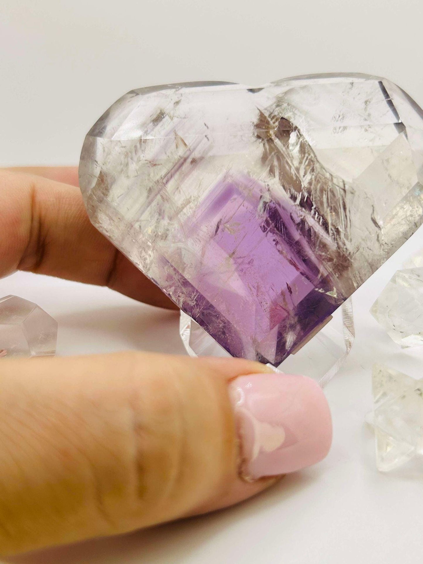 Amethyst Panthom Heart Crystal Crown Chakra Meditation Altar Room Decor Crystal Anniversary Gift February Birthday Crystal Best Friend Gift