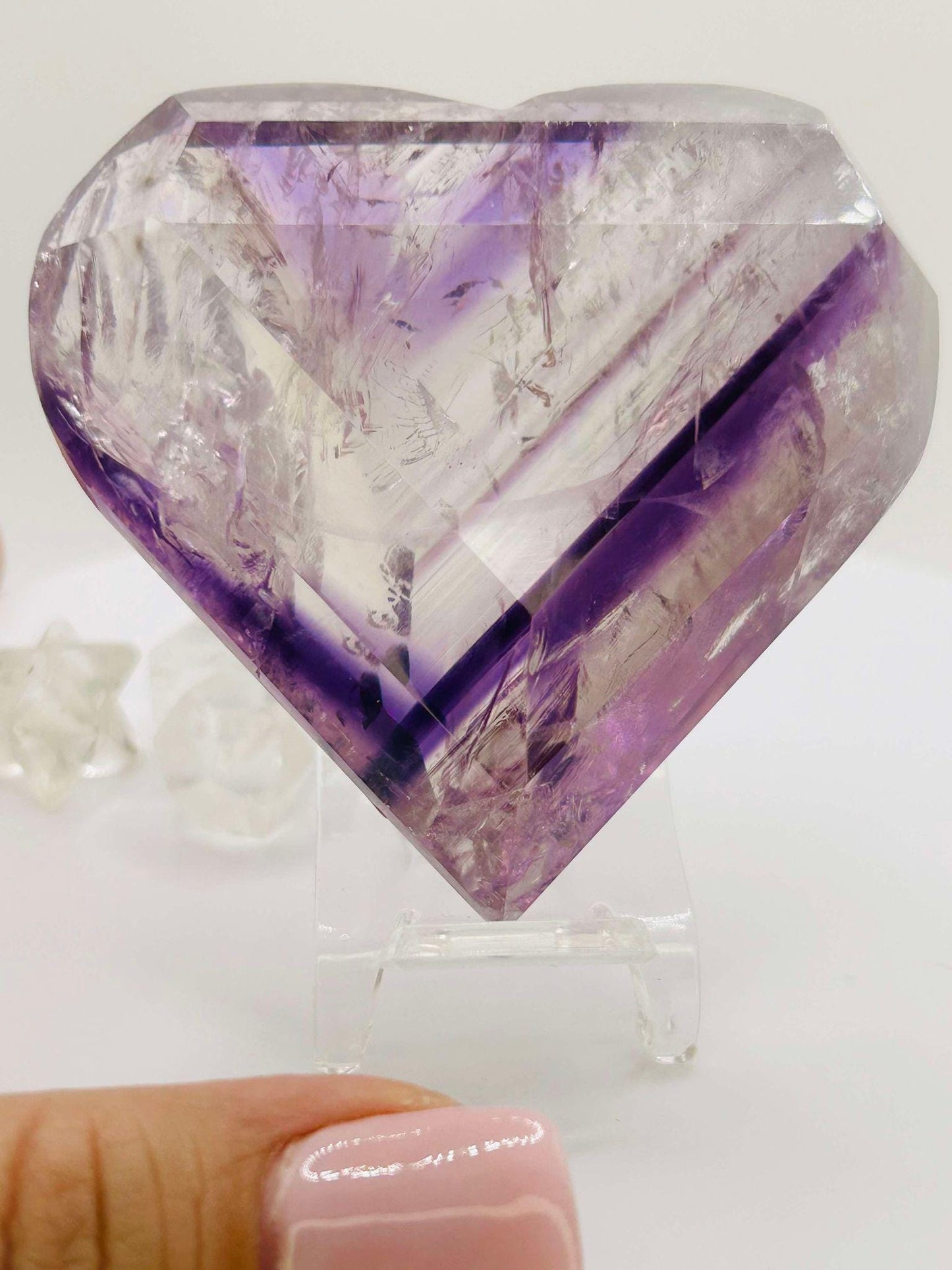 Amethyst Panthom Heart Crystal Crown Chakra Meditation Altar Room Decor Crystal Anniversary Gift February Birthday Crystal Best Friend Gift