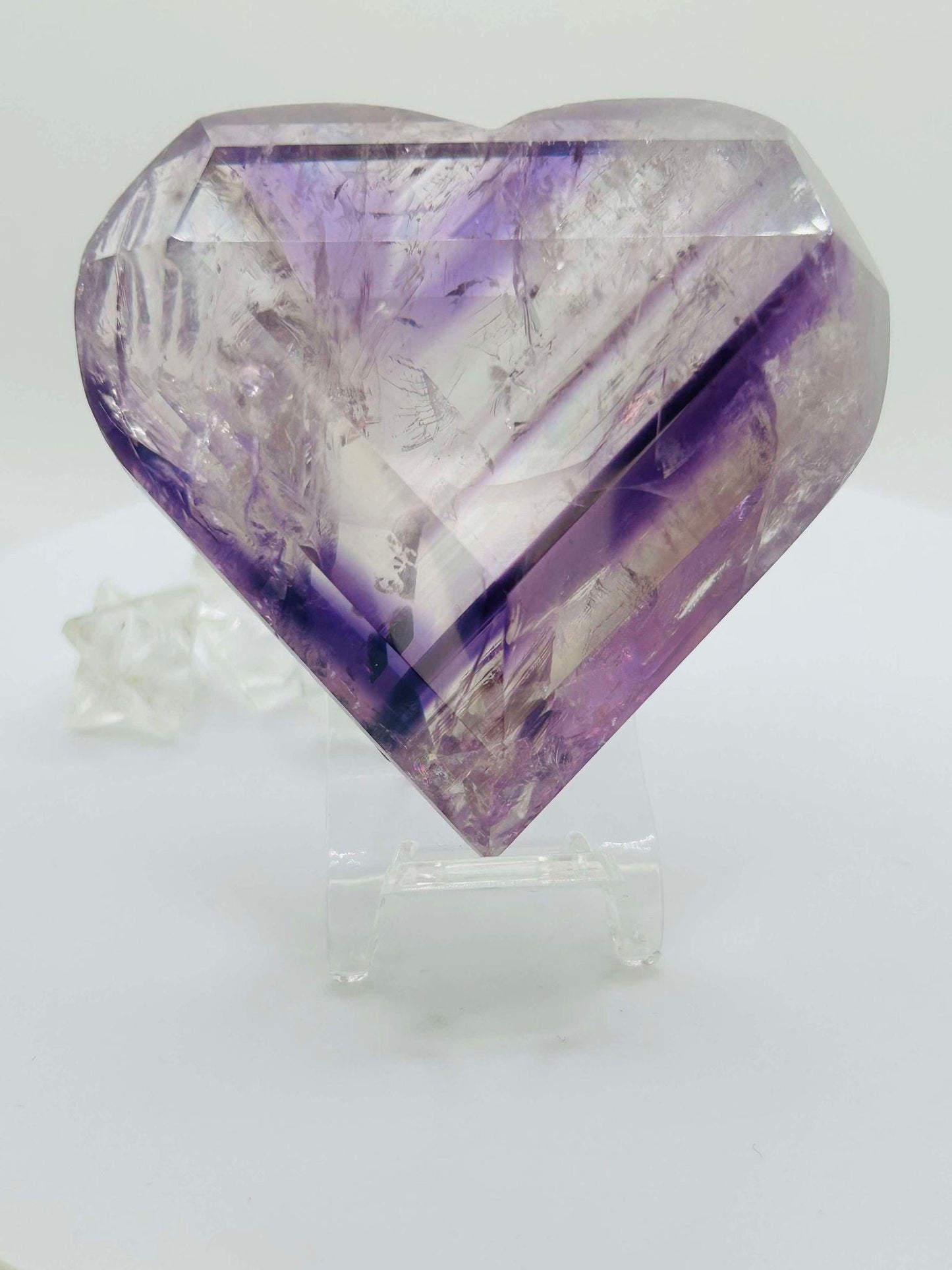 Amethyst Panthom Heart Crystal Crown Chakra Meditation Altar Room Decor Crystal Anniversary Gift February Birthday Crystal Best Friend Gift