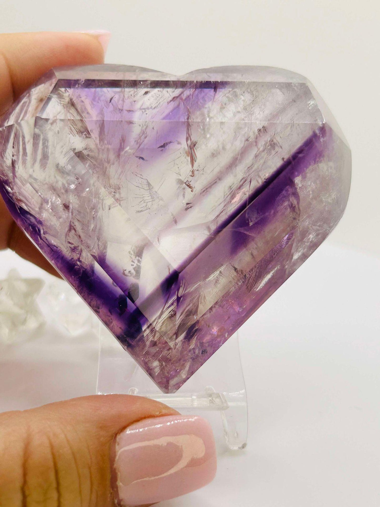 Amethyst Panthom Heart Crystal Crown Chakra Meditation Altar Room Decor Crystal Anniversary Gift February Birthday Crystal Best Friend Gift